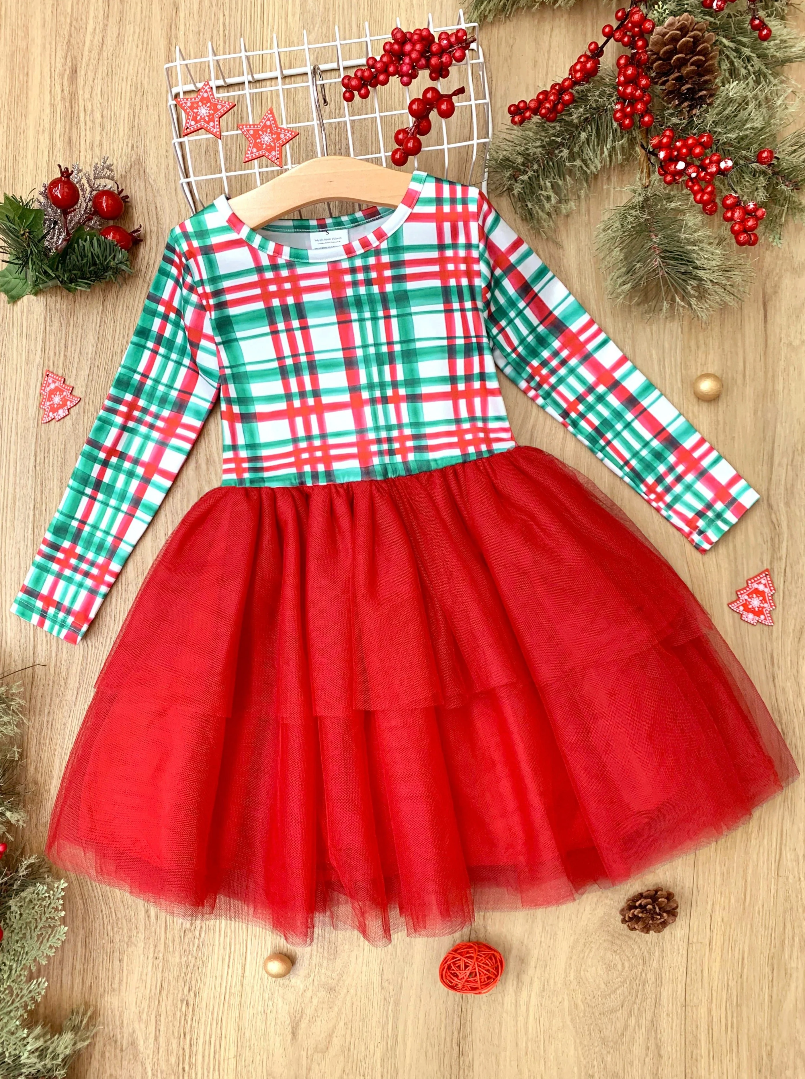 The Best Gift Green Plaid Holiday Tutu Dress - Image 4