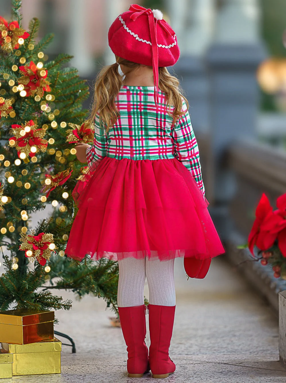 The Best Gift Green Plaid Holiday Tutu Dress - Image 5