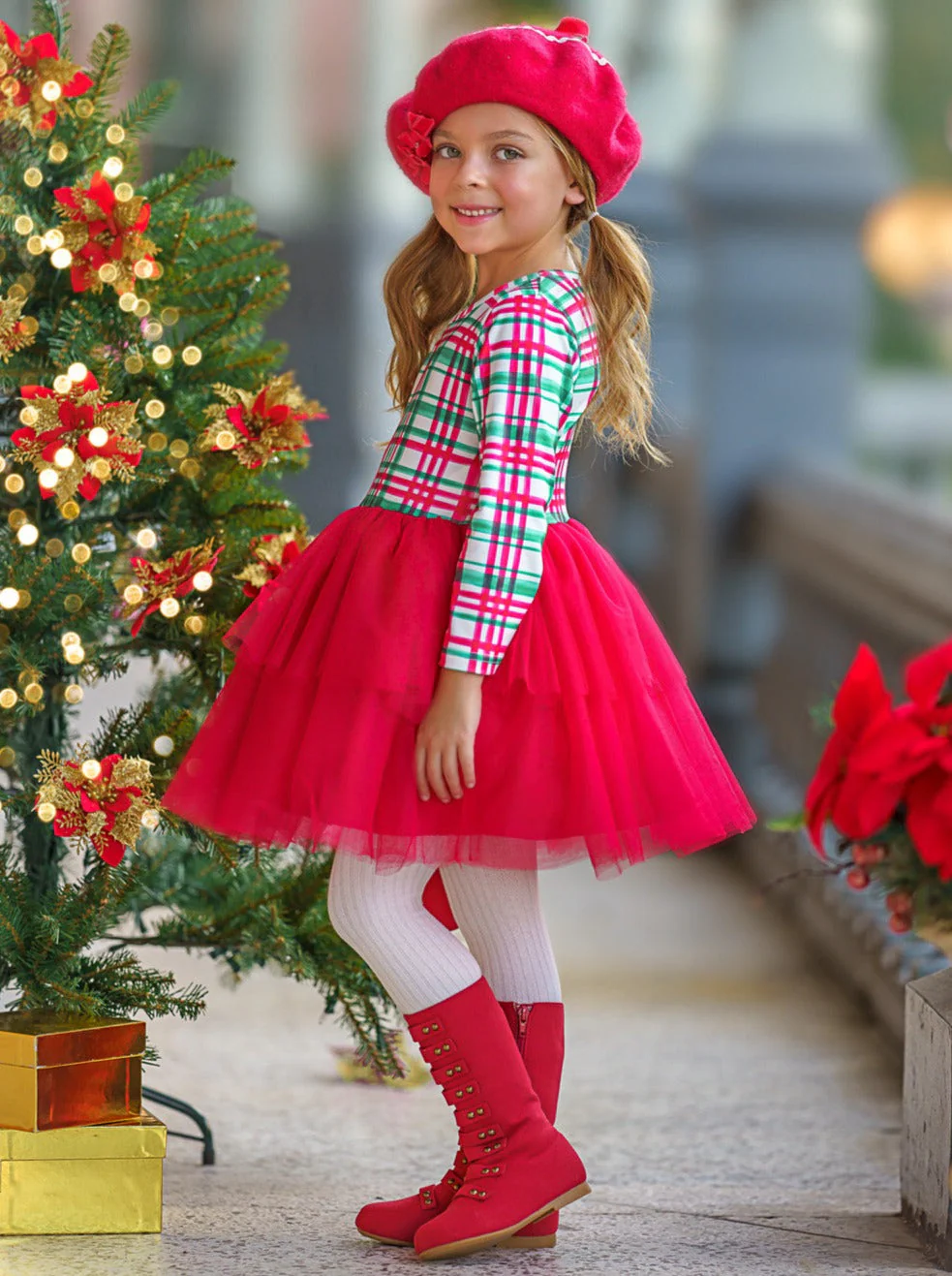 The Best Gift Green Plaid Holiday Tutu Dress - Image 6