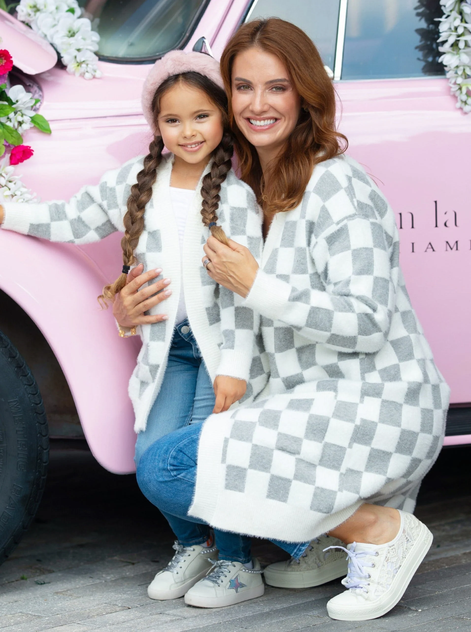 Mommy and Me Checkered Charm Grey Cardigan - Image 3