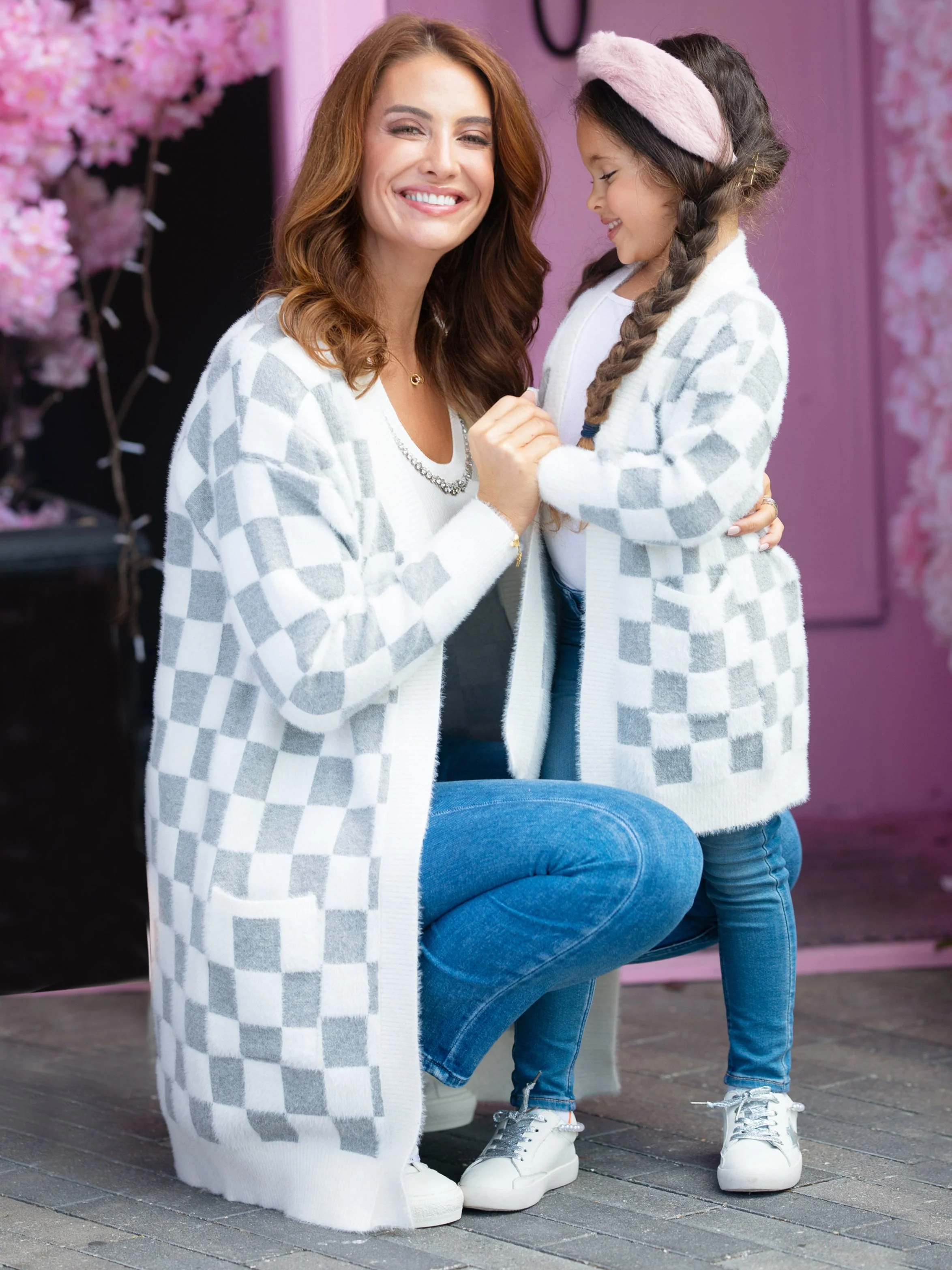 Mommy and Me Checkered Charm Grey Cardigan - Image 6