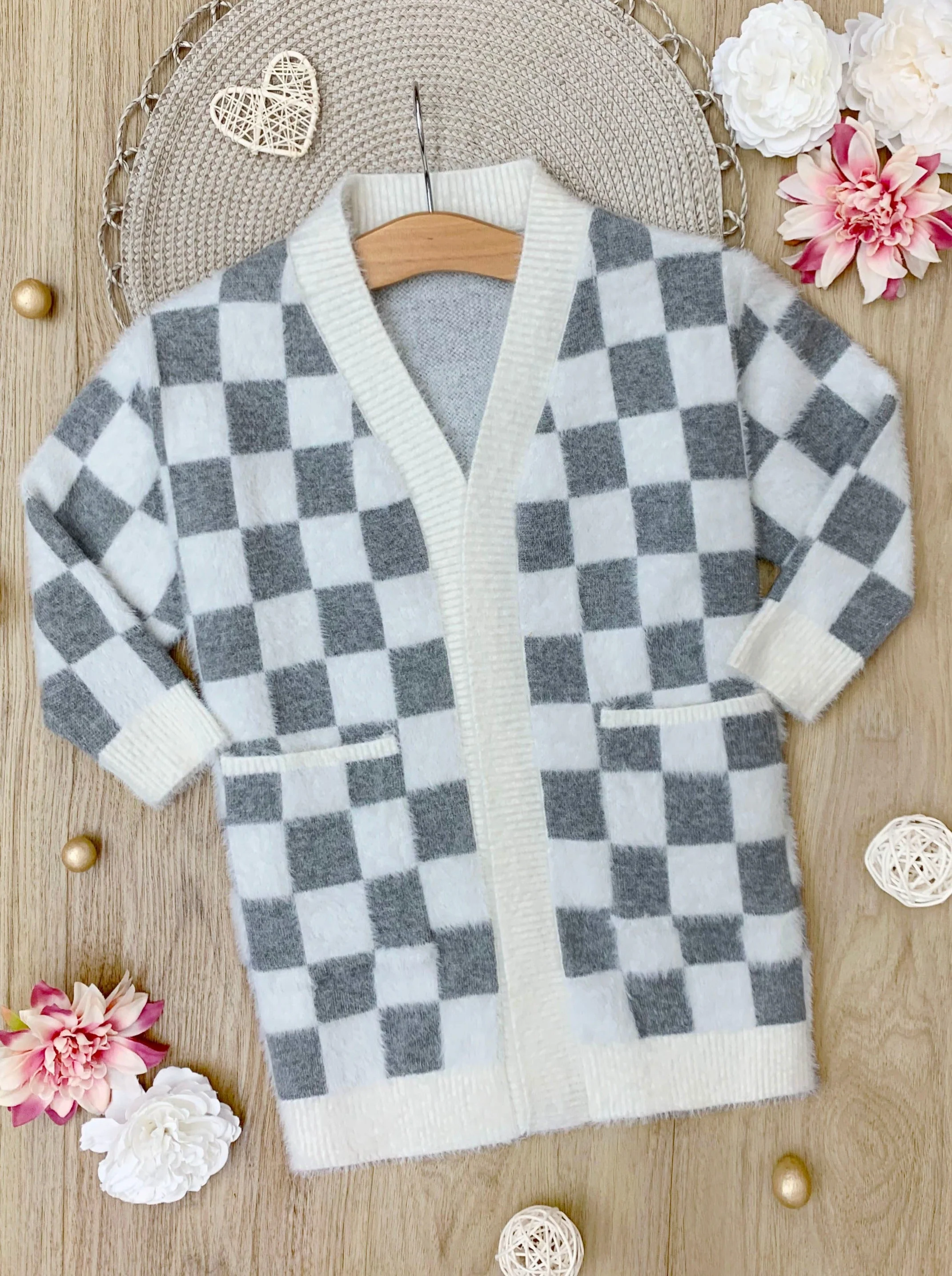Mommy and Me Checkered Charm Grey Cardigan - Image 7