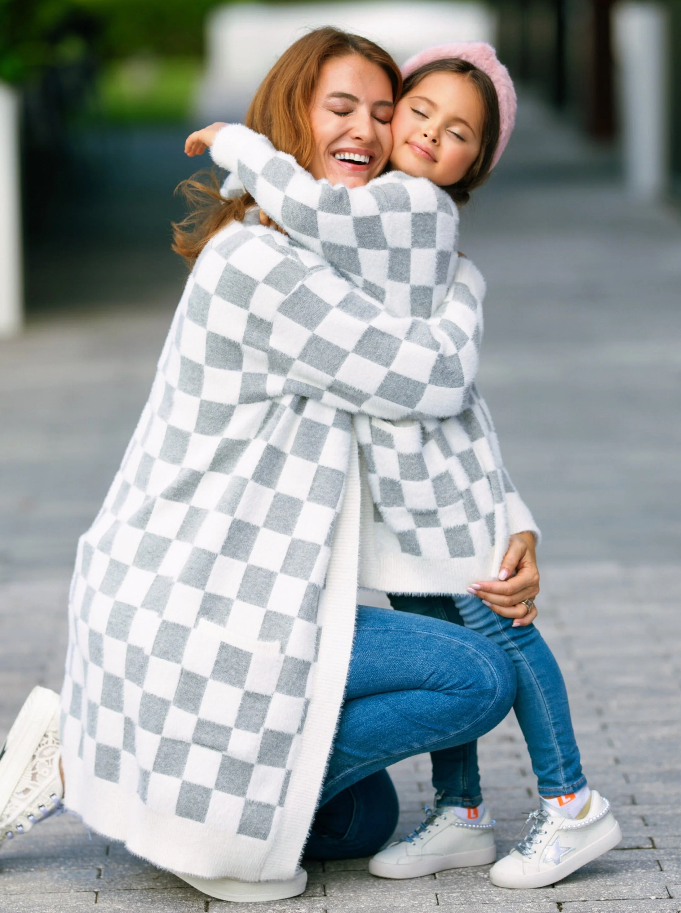 Mommy and Me Checkered Charm Grey Cardigan - Image 8
