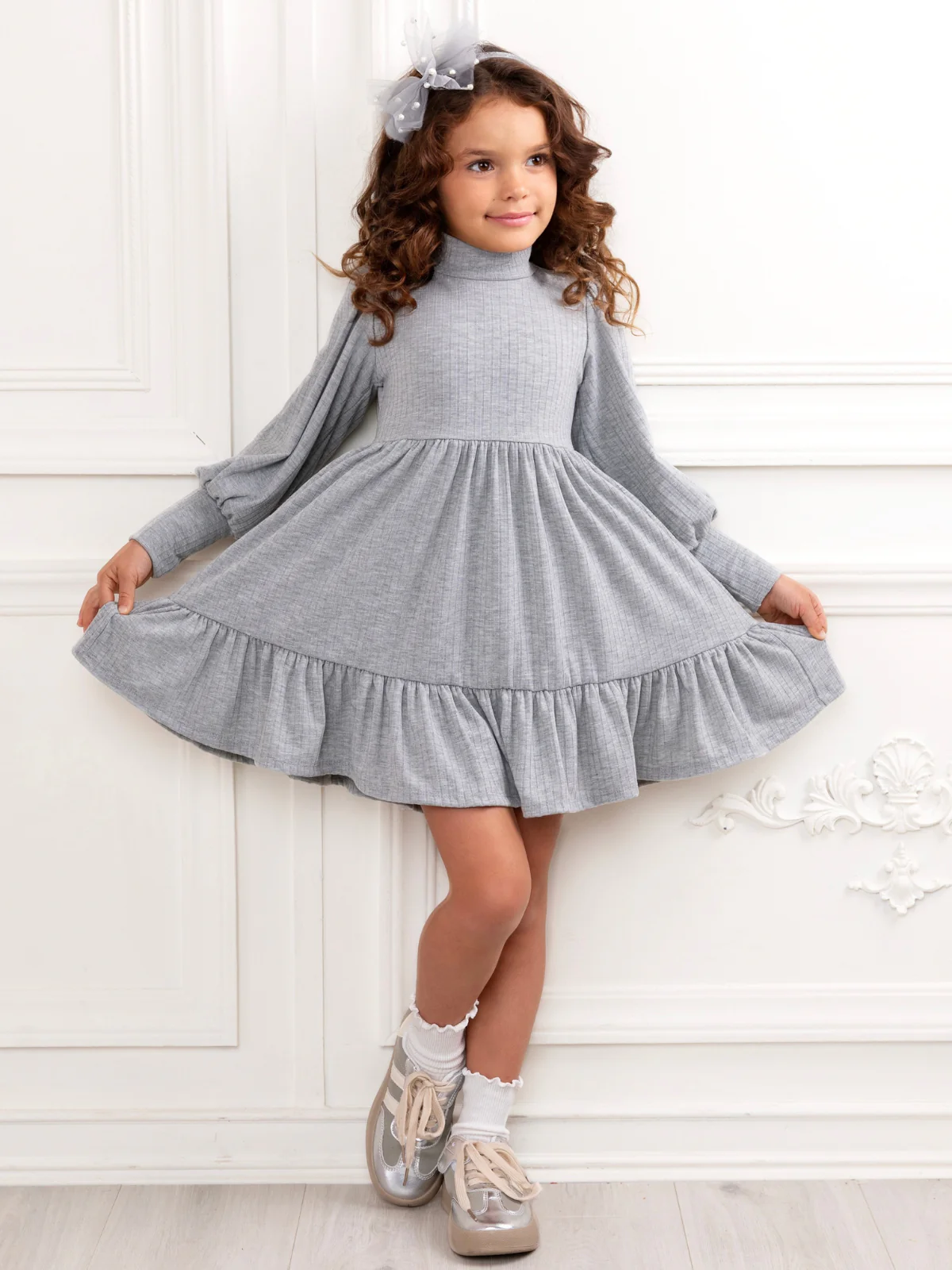 Grey Everyday Comfort Ruffle Dress - Image 2