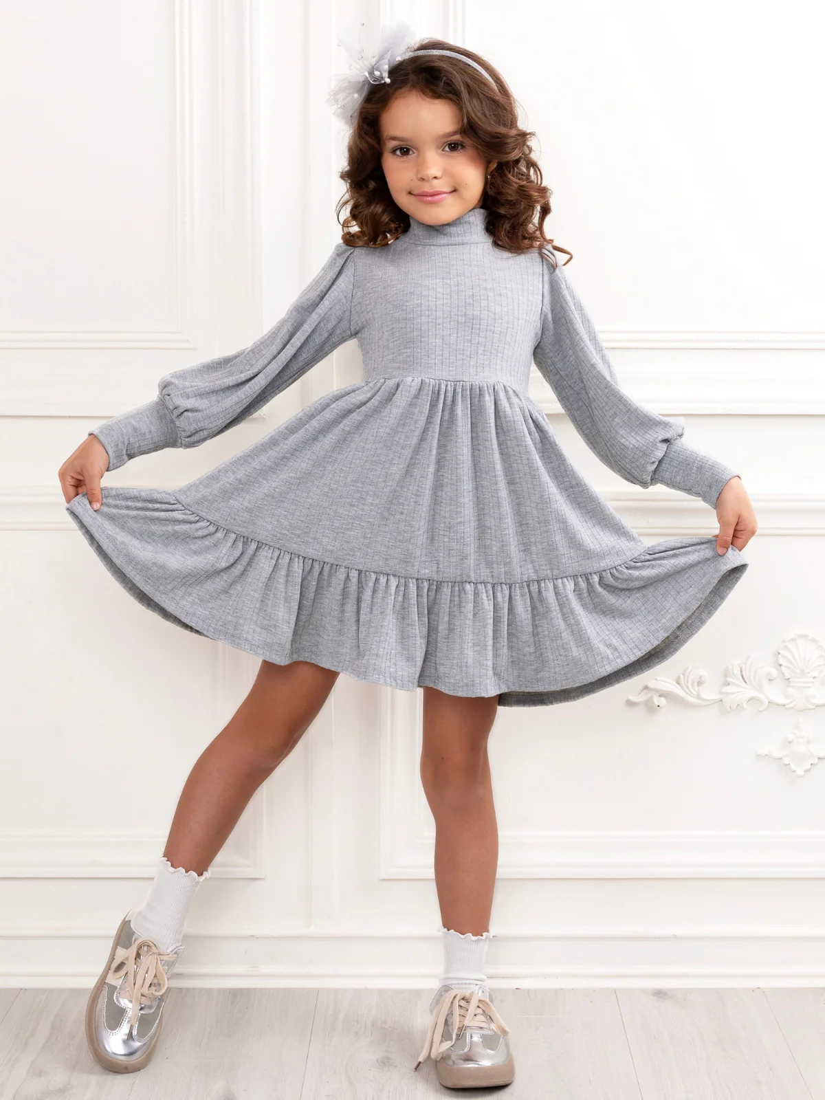 Grey Everyday Comfort Ruffle Dress - Image 4