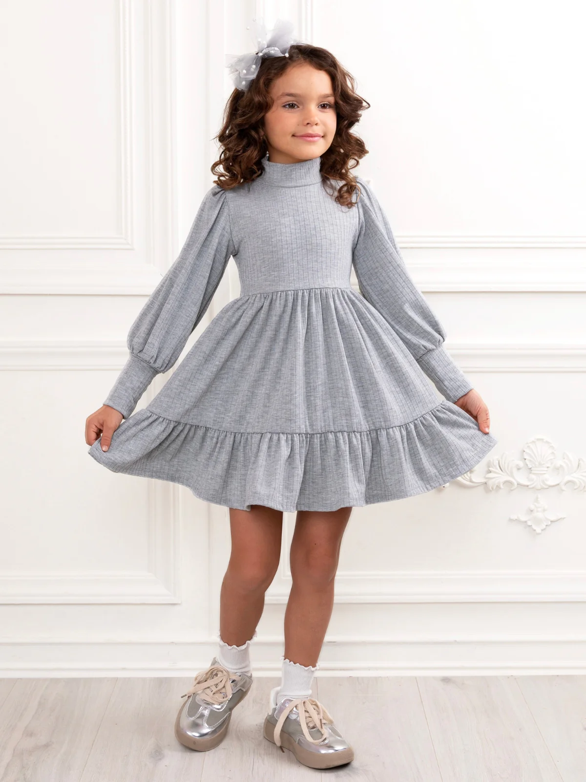 Grey Everyday Comfort Ruffle Dress - Image 6