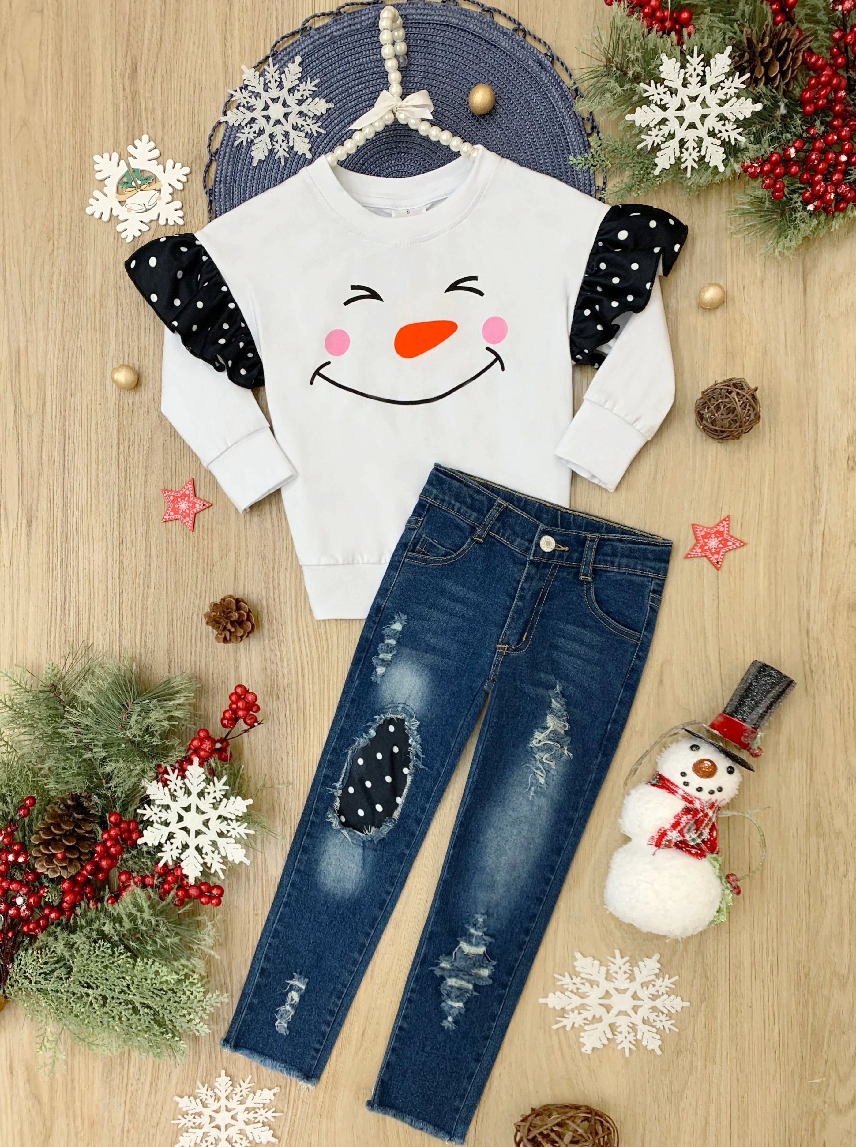 I'm Snow Happy Patched Jean Set - Image 2