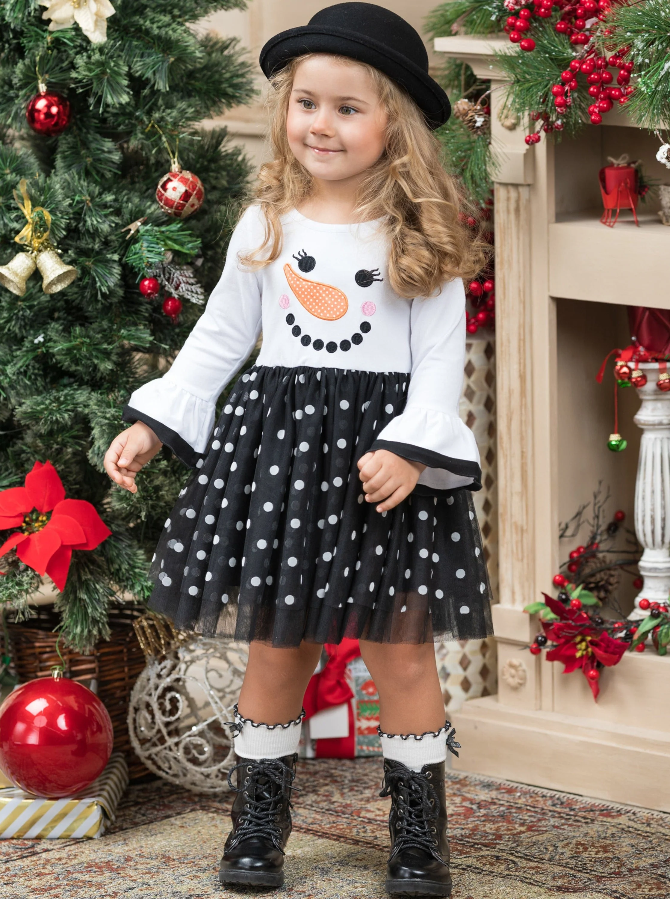 Happy Snowman Polka Dot Tutu Dress - Image 4