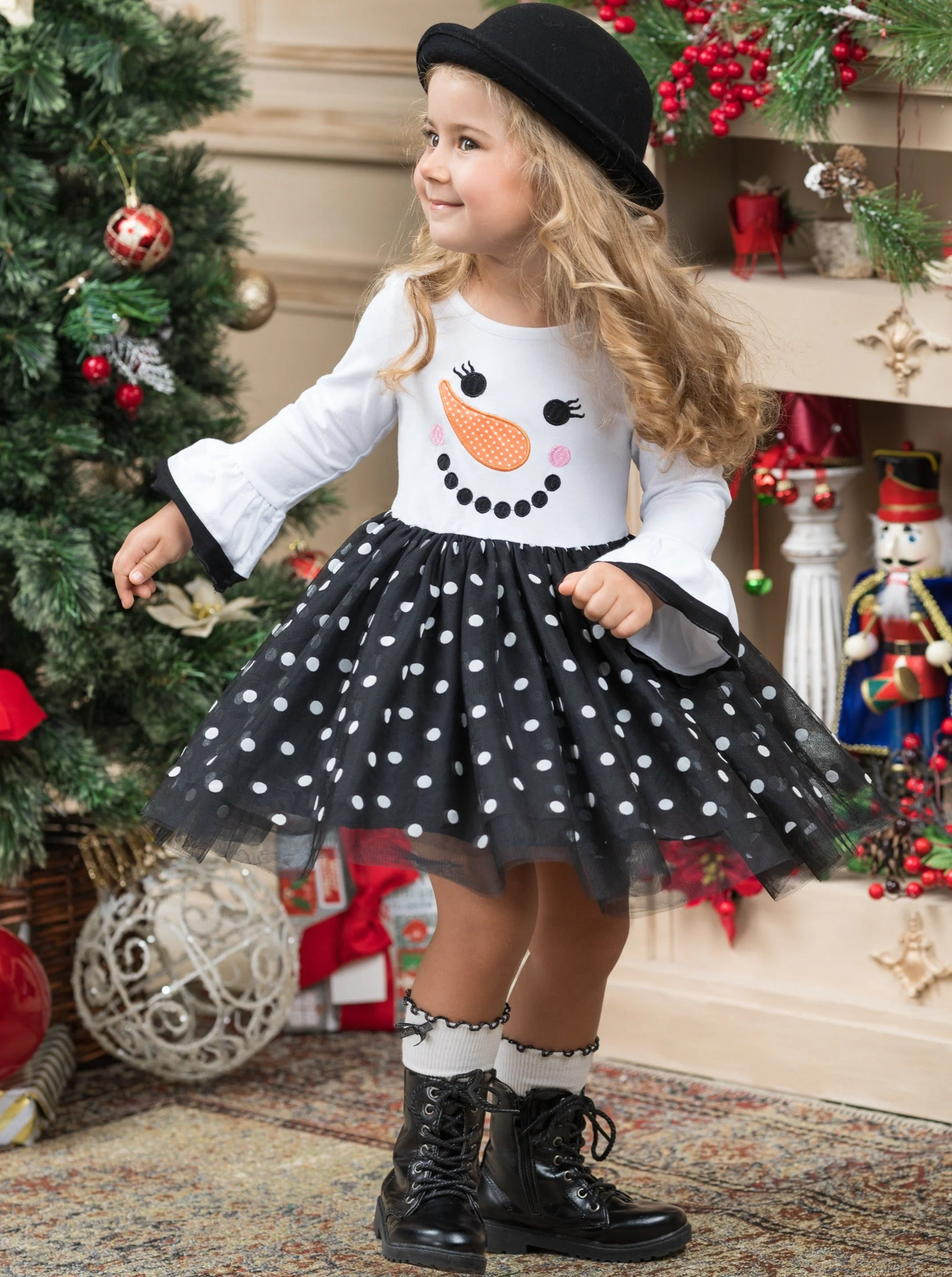 Happy Snowman Polka Dot Tutu Dress - Image 5