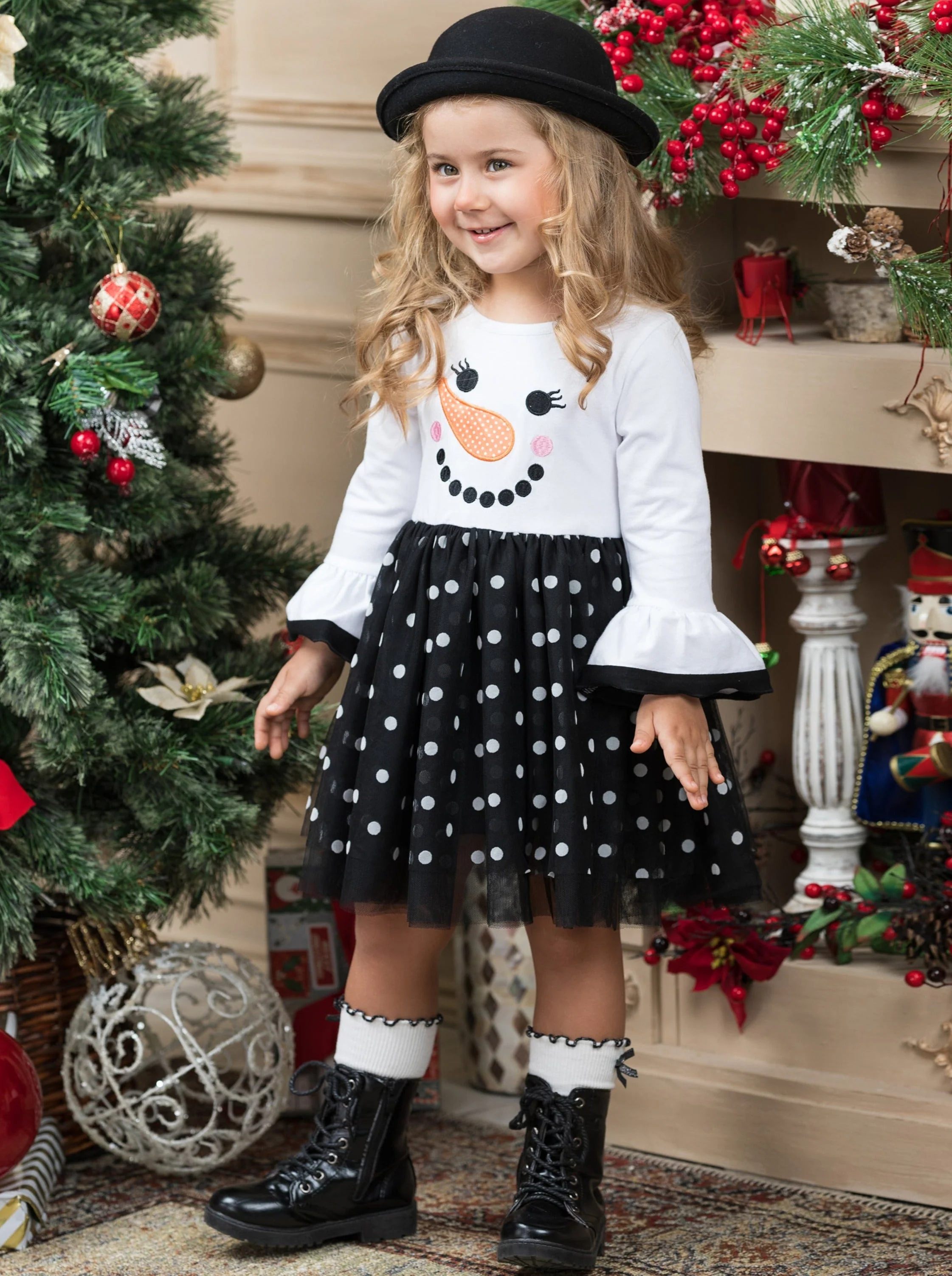 Happy Snowman Polka Dot Tutu Dress - Image 6