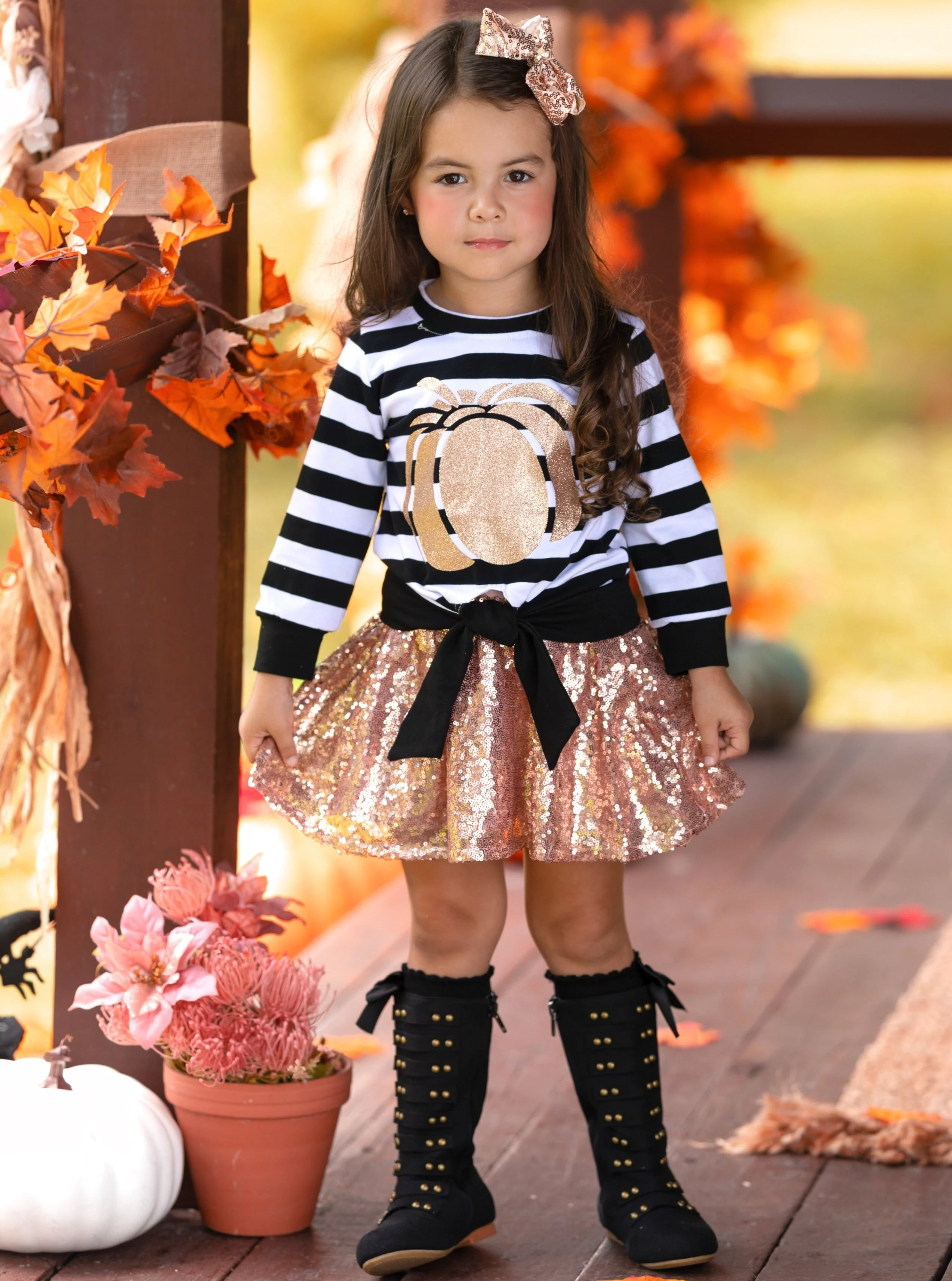 Harvest Sparkle Sequin Tutu Skirt Set - Image 2