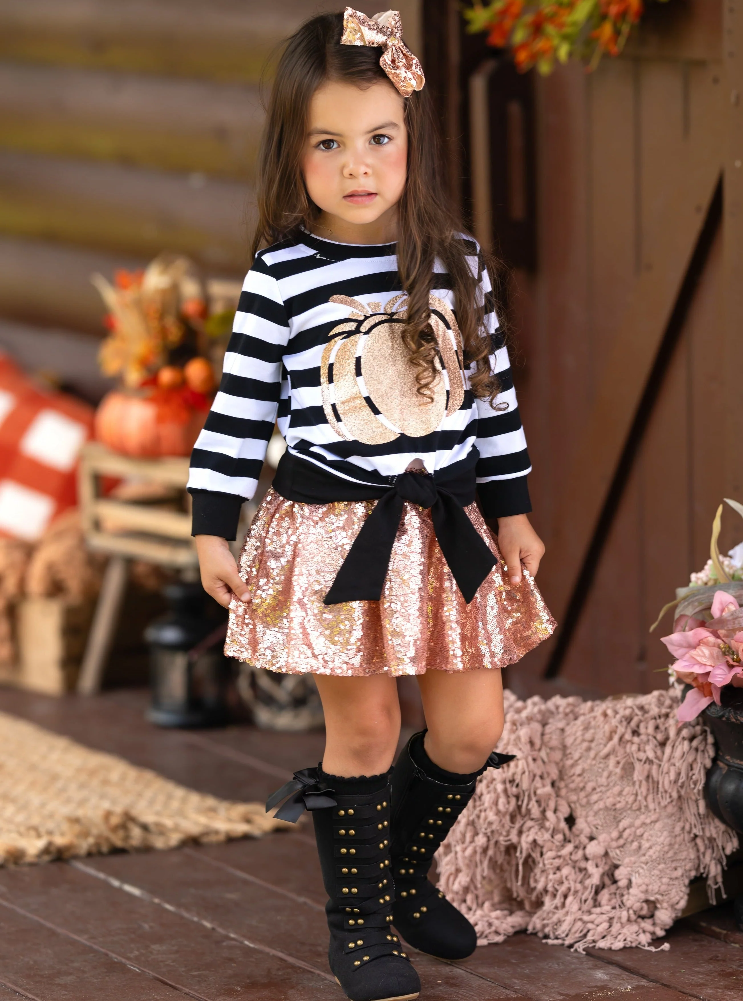 Harvest Sparkle Sequin Tutu Skirt Set - Image 3