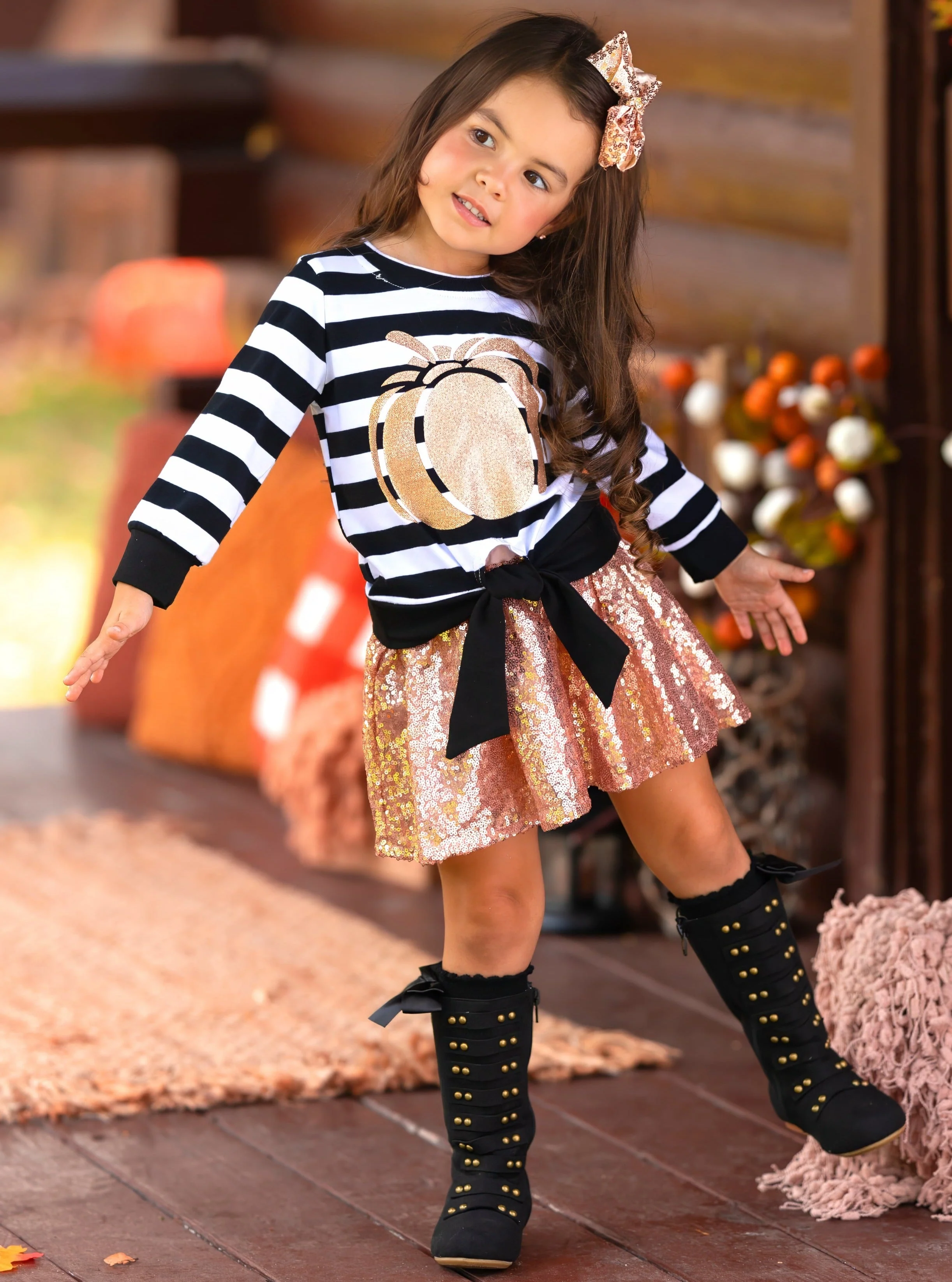 Harvest Sparkle Sequin Tutu Skirt Set - Image 4