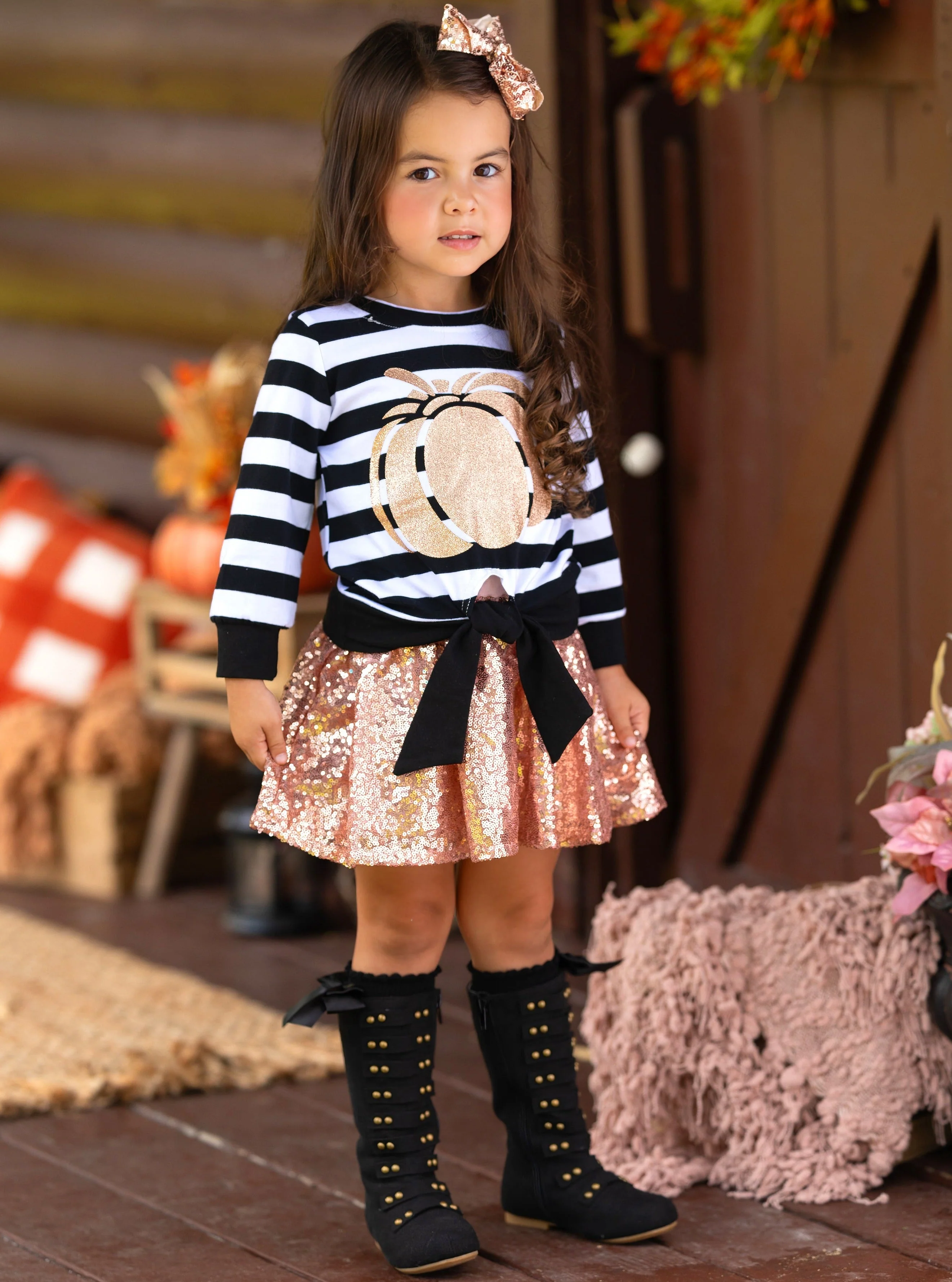 Harvest Sparkle Sequin Tutu Skirt Set - Image 8