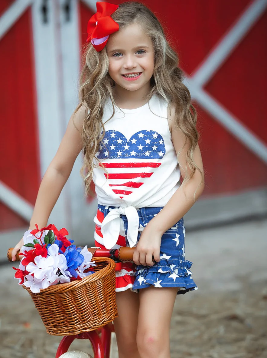 Brave Heart Ruffle Denim Shorts Set - Image 2