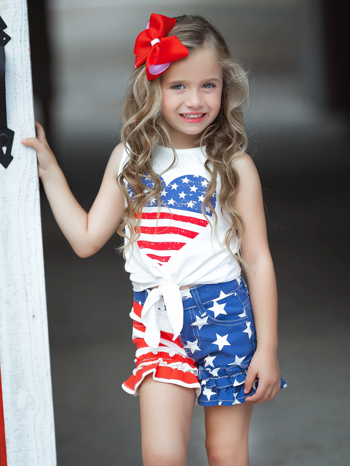 Brave Heart Ruffle Denim Shorts Set - Image 3