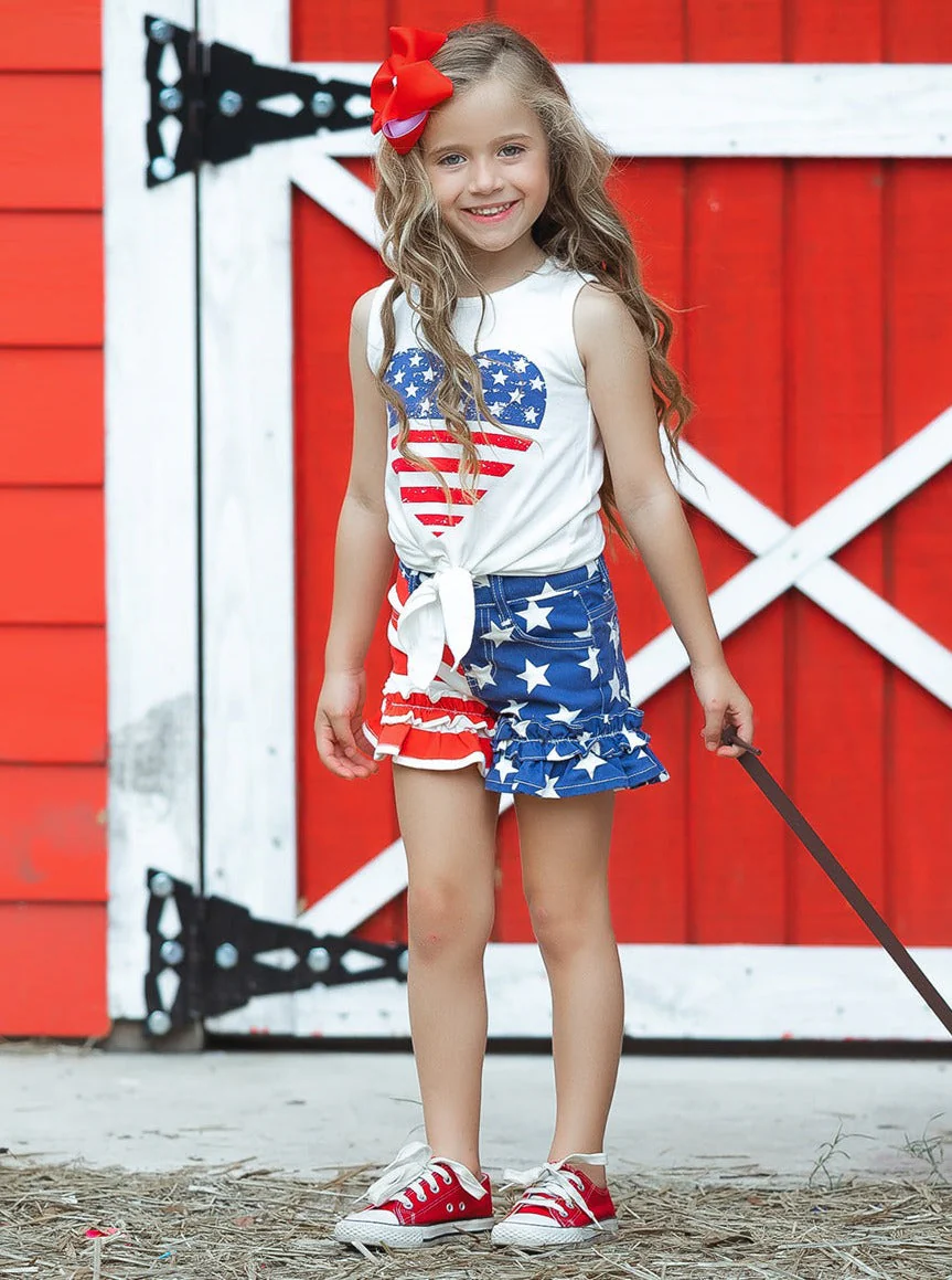 Brave Heart Ruffle Denim Shorts Set - Image 8