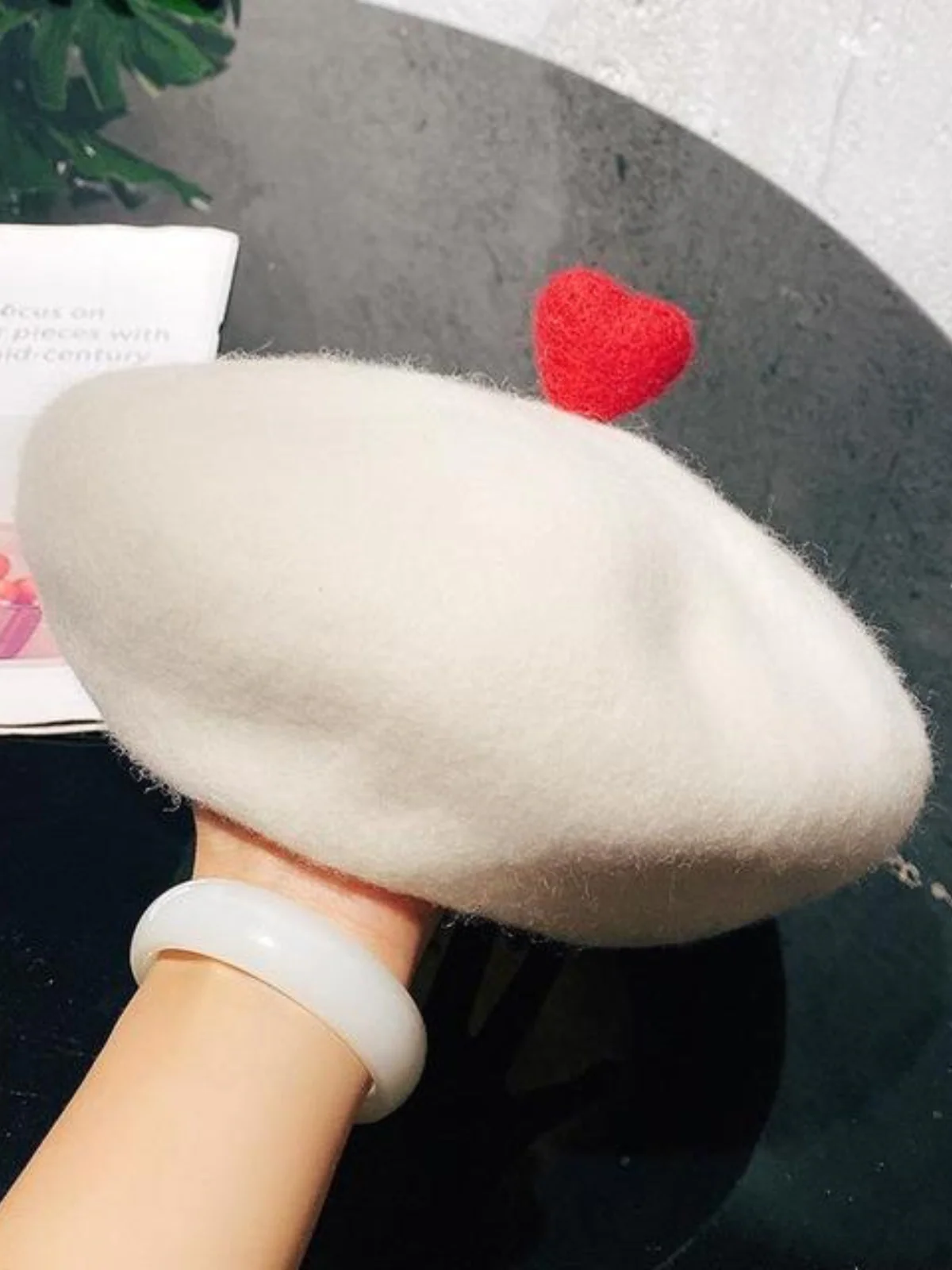 Sweet Affection Wool 3D Heart Beret - Image 4
