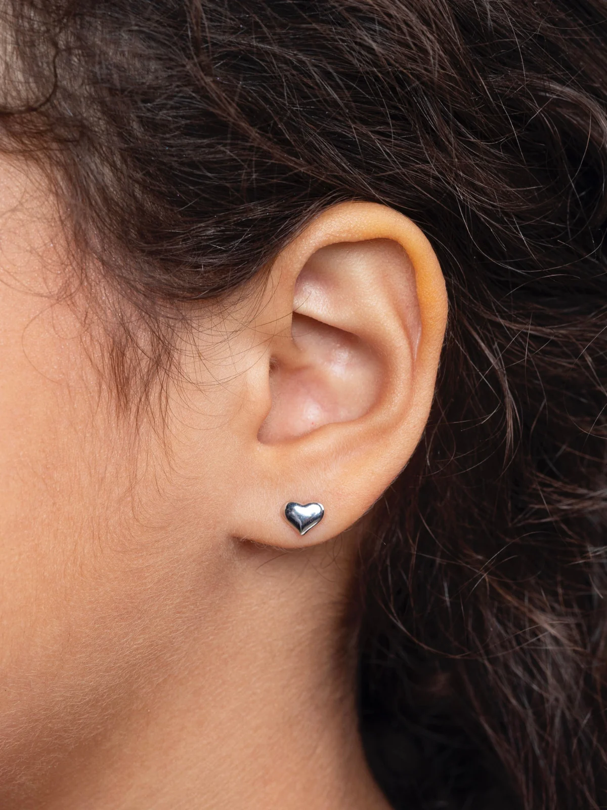 Girls Premium Sterling Silver Classic Heart Stud Earrings - Image 2