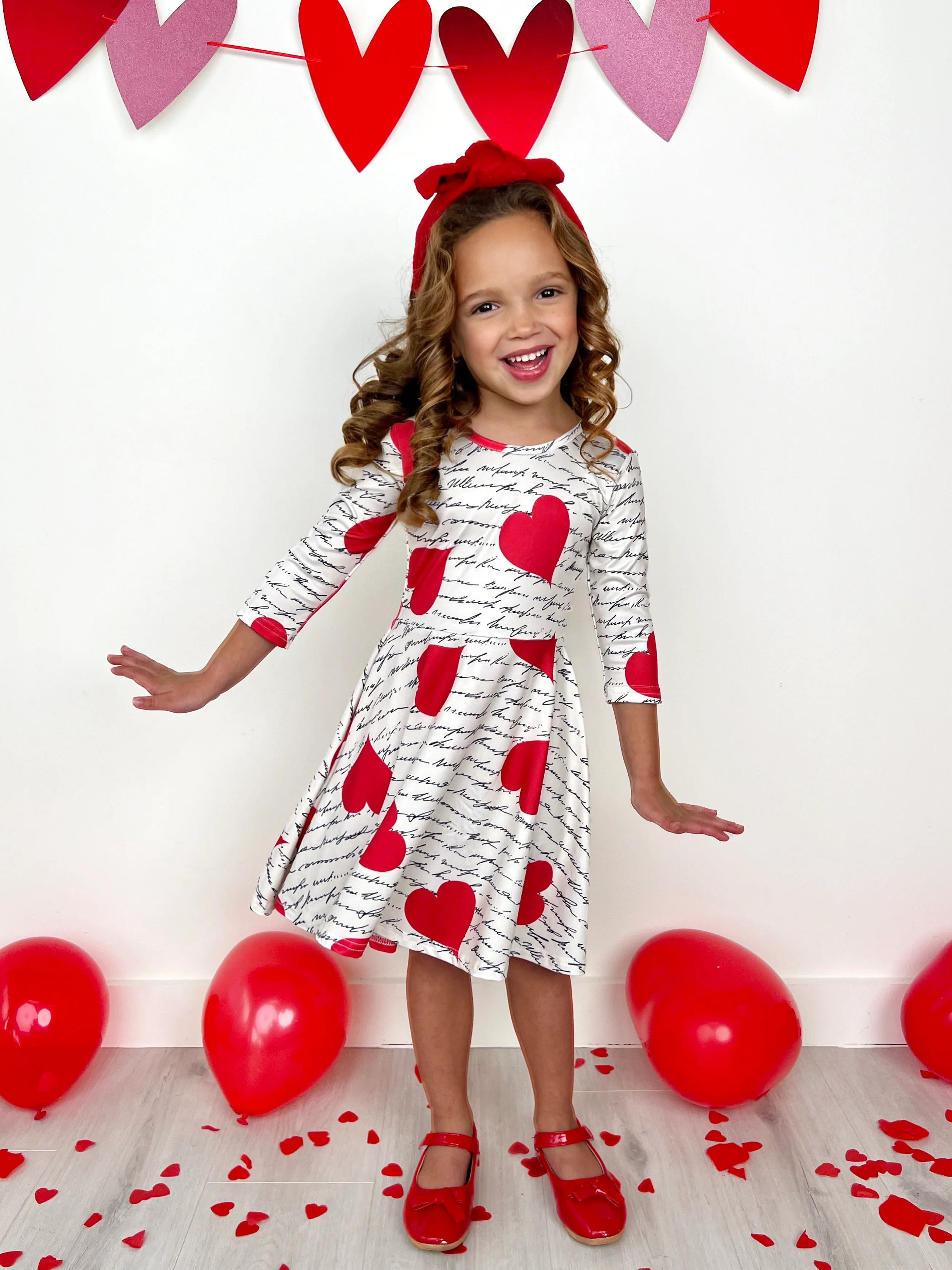 Heartfelt Script Twirly Long Sleeve Skater Dress - Image 2