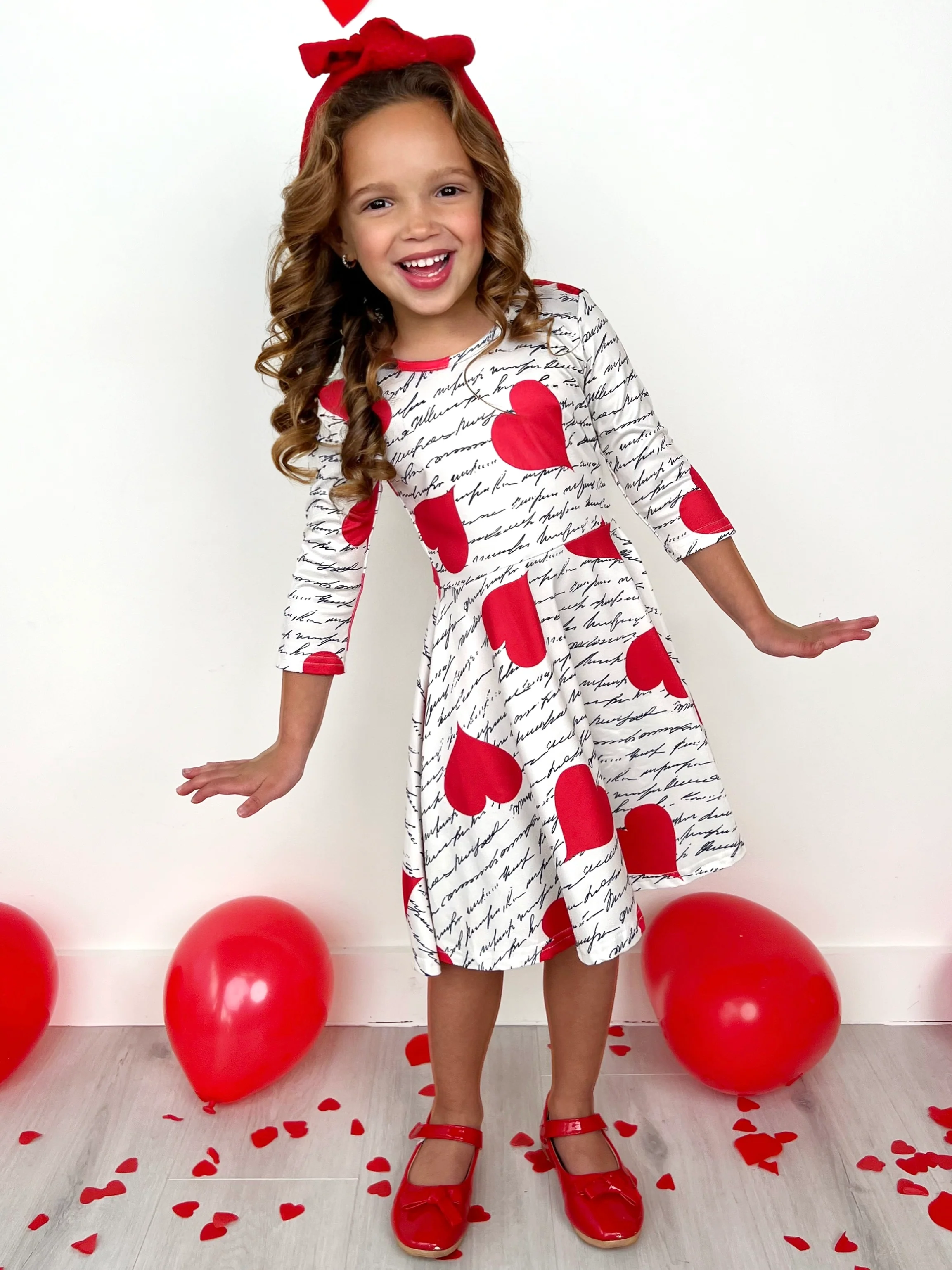 Heartfelt Script Twirly Long Sleeve Skater Dress - Image 5
