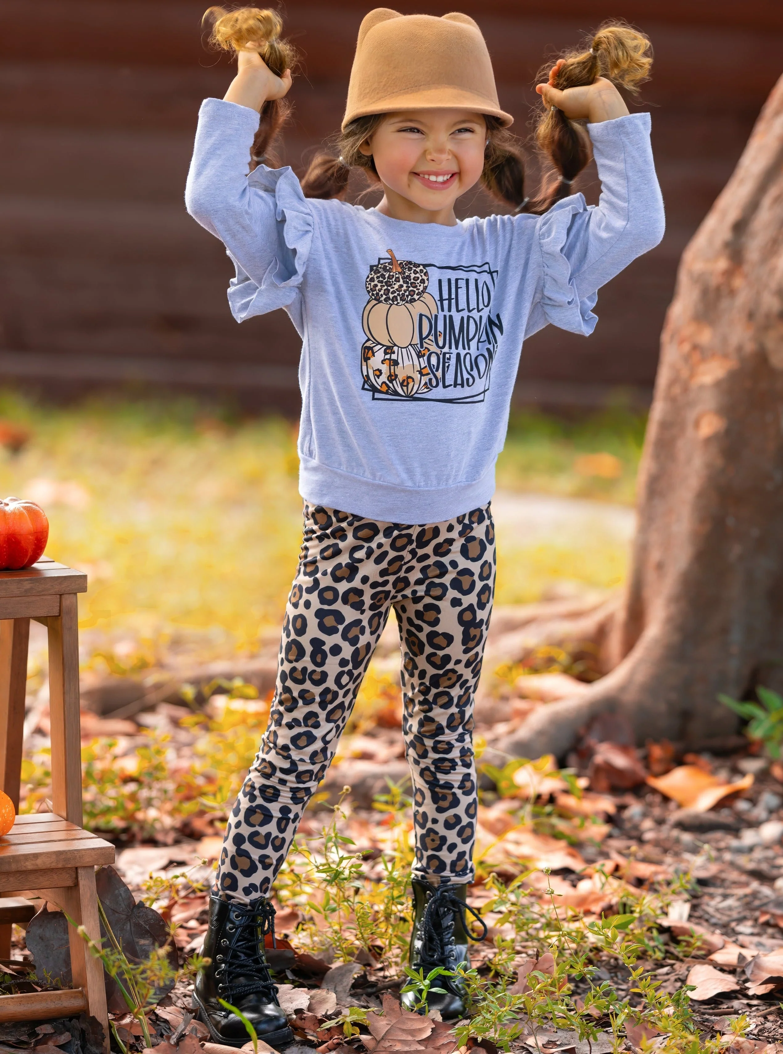 Hello Pumpkin Season Pullover and Leopard Legging Set - Image 2
