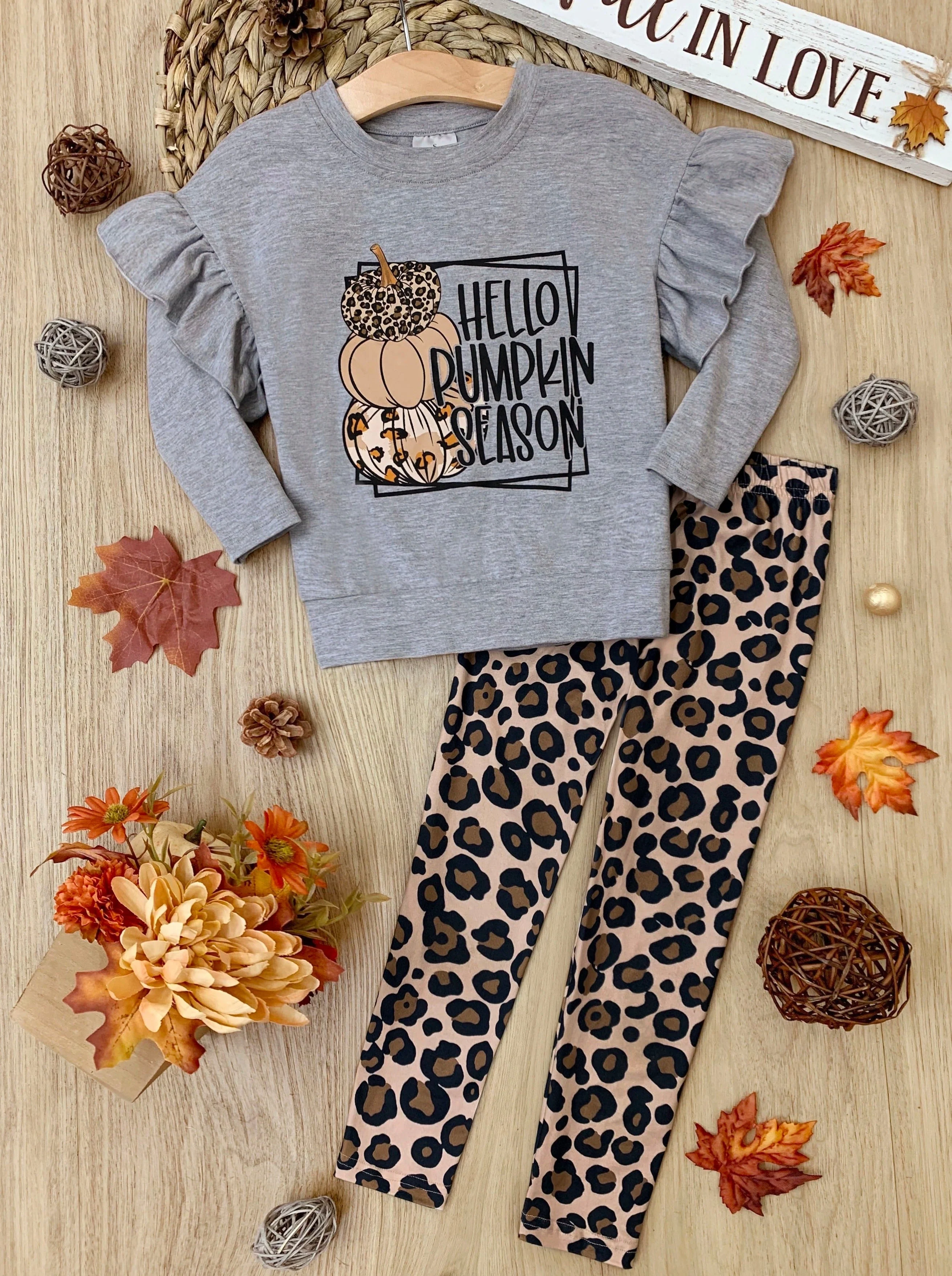 Hello Pumpkin Season Pullover and Leopard Legging Set - Image 3