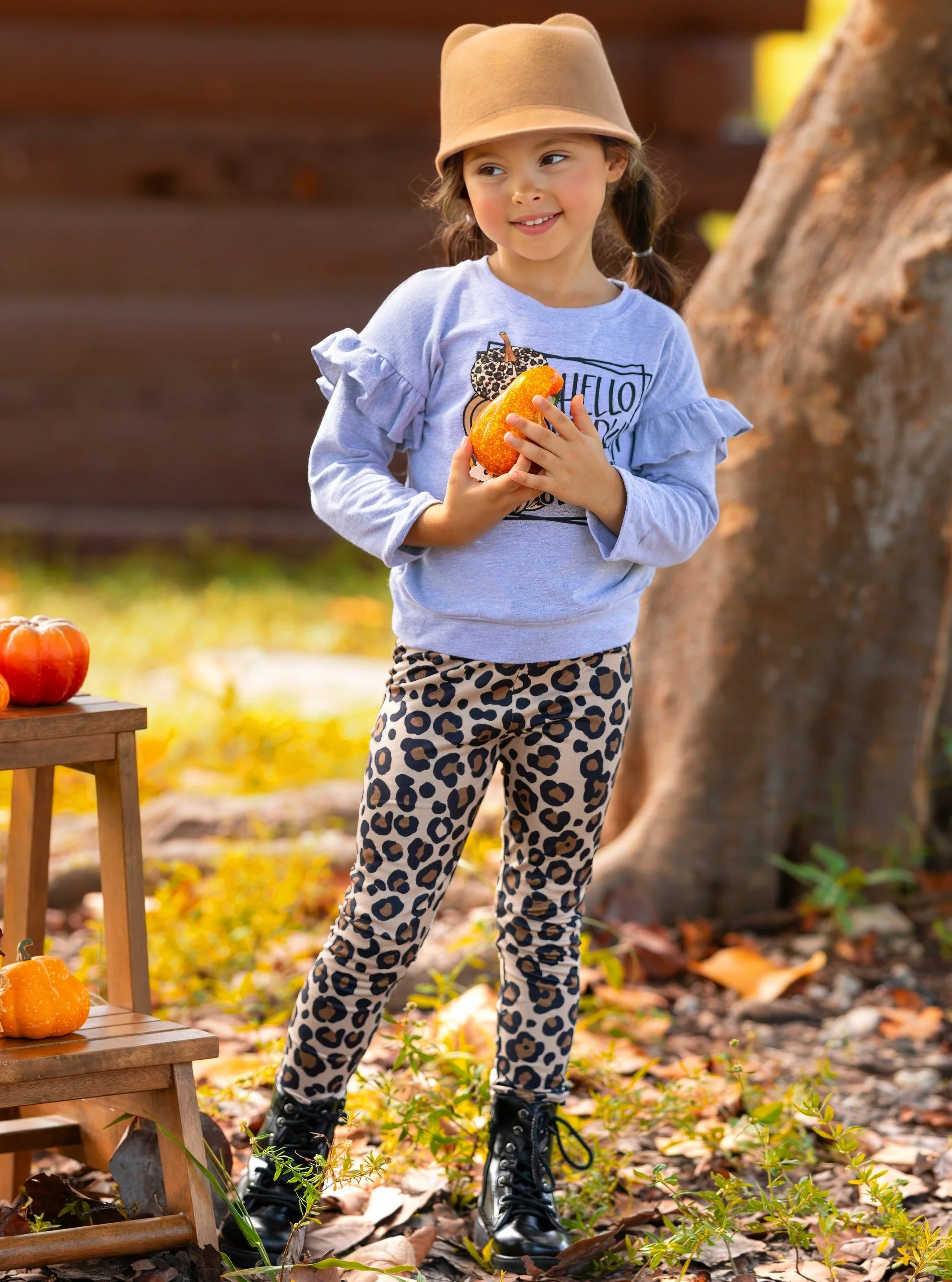 Hello Pumpkin Season Pullover and Leopard Legging Set - Image 4