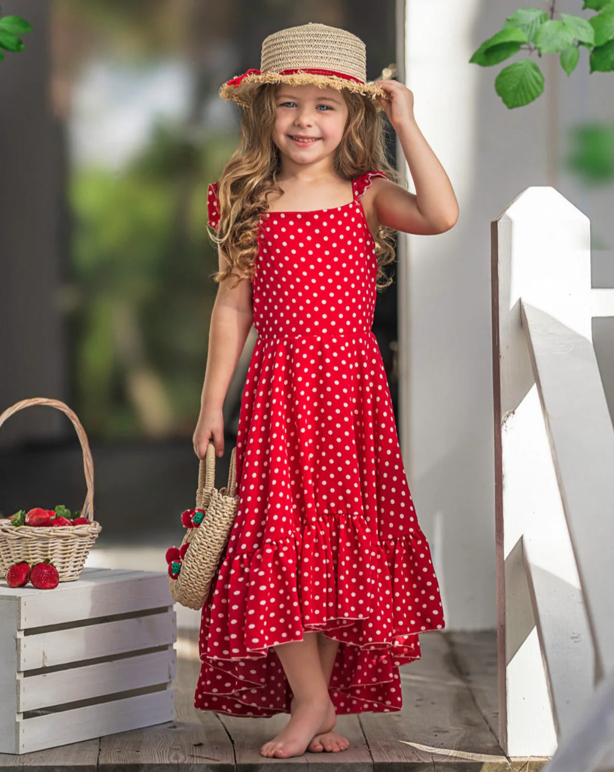 Sweet and Sassy Red Polka Dot Hi-Lo Ruffle Dress - Image 3