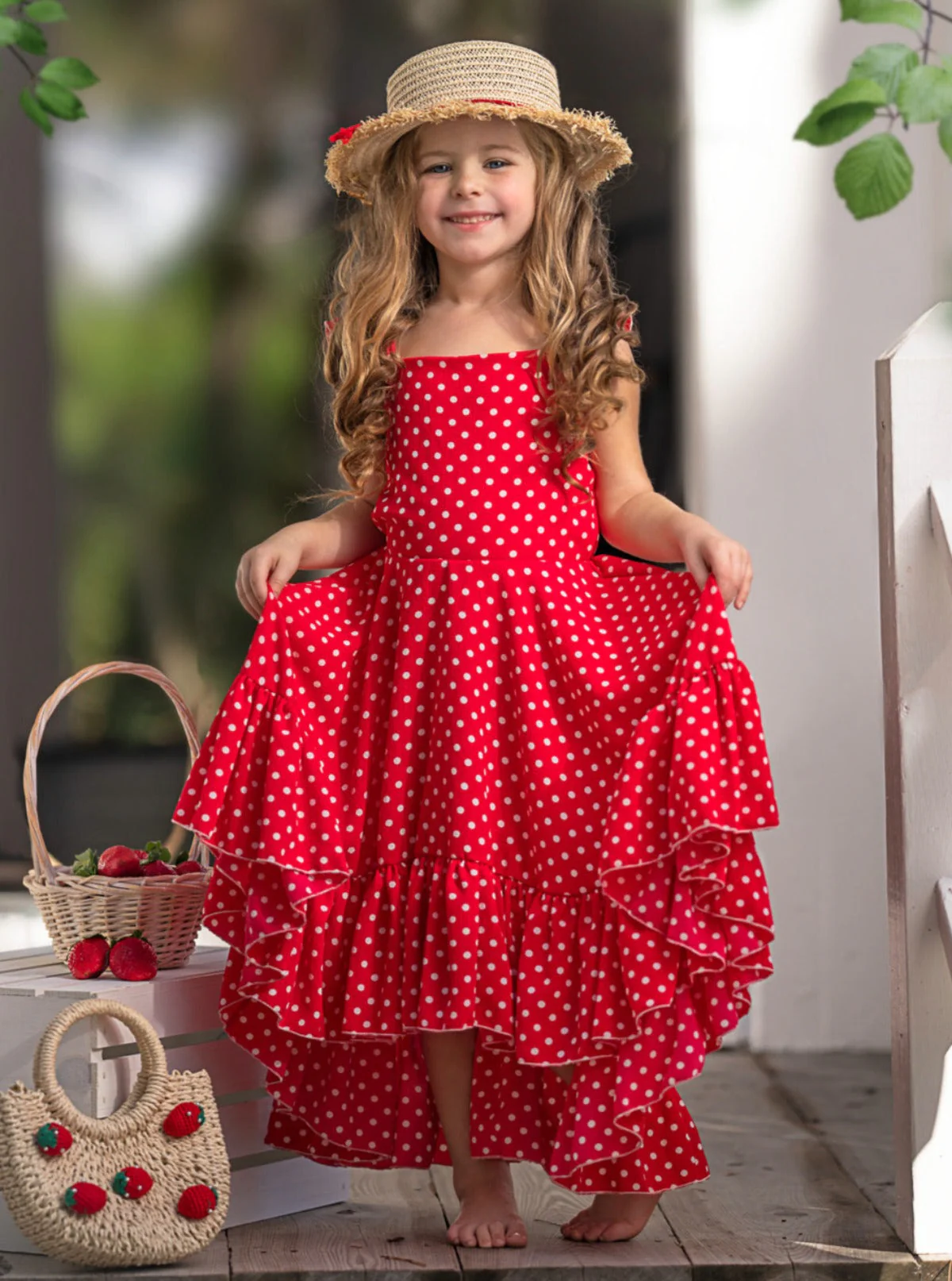 Sweet and Sassy Red Polka Dot Hi-Lo Ruffle Dress - Image 5