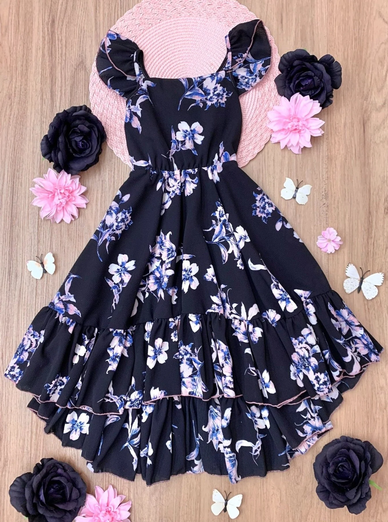 Garden Party Floral Hi-Lo Ruffle Dress - Image 3