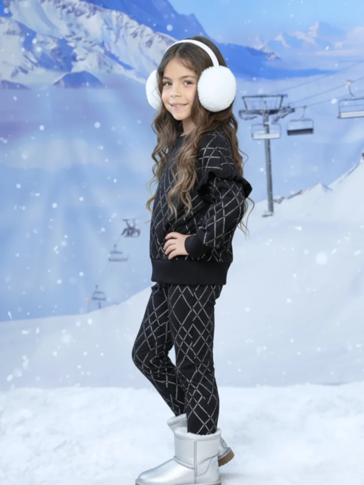 Winter Glam Sequin Ruffle Top and Legging Set - Image 3