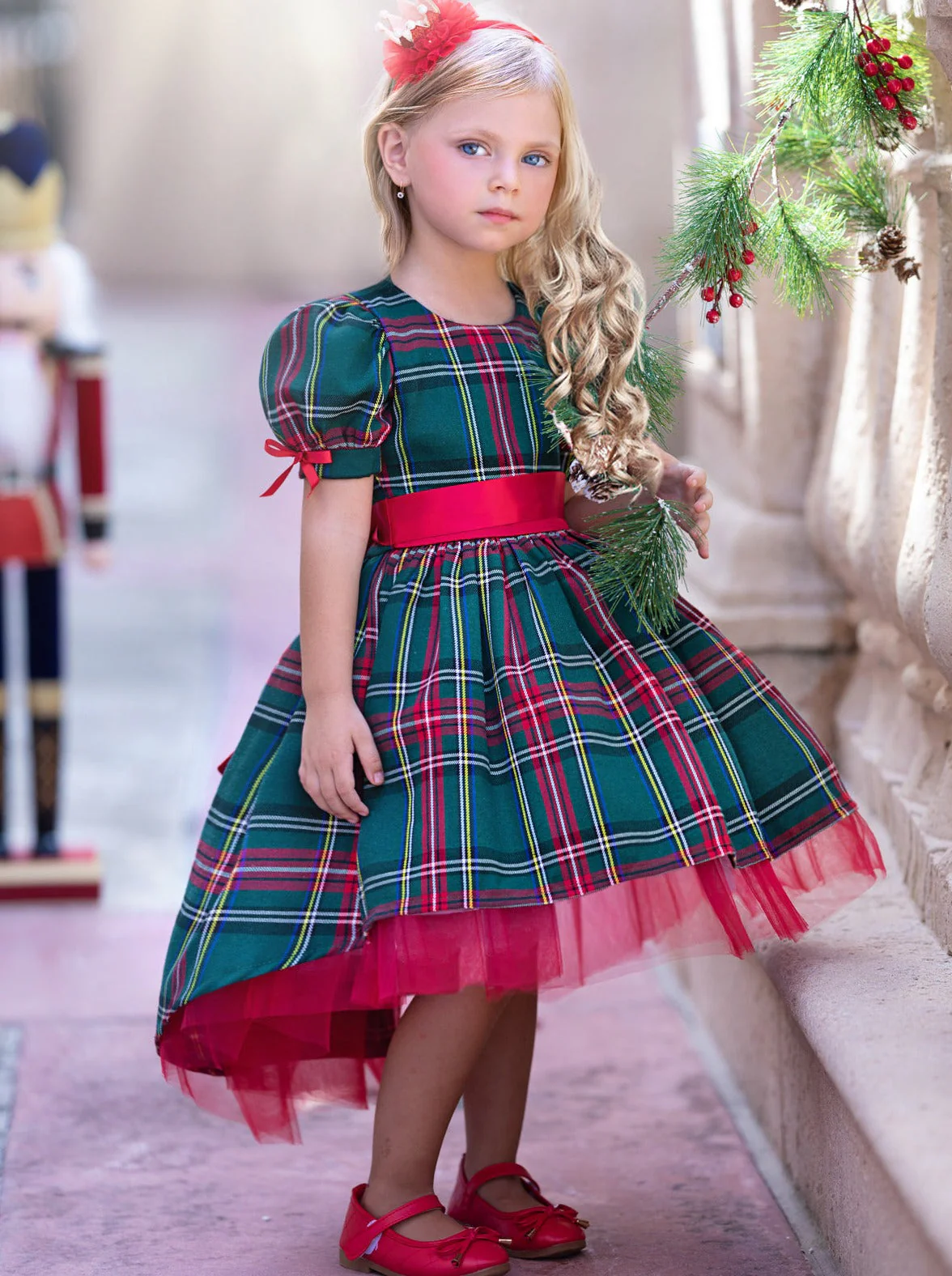Holly Jolly Hi-Lo Plaid Holiday Dress - Image 2
