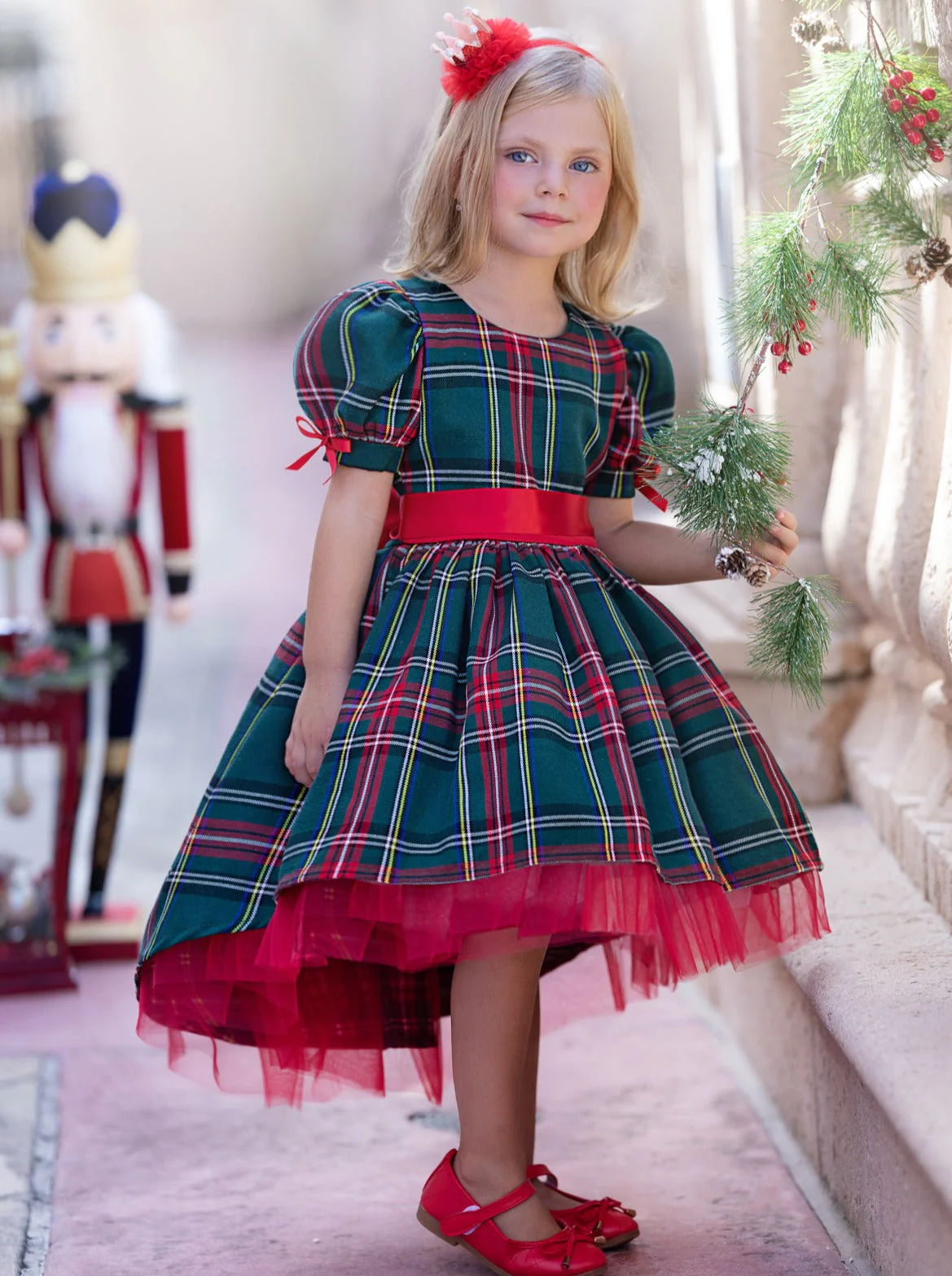 Holly Jolly Hi-Lo Plaid Holiday Dress - Image 3