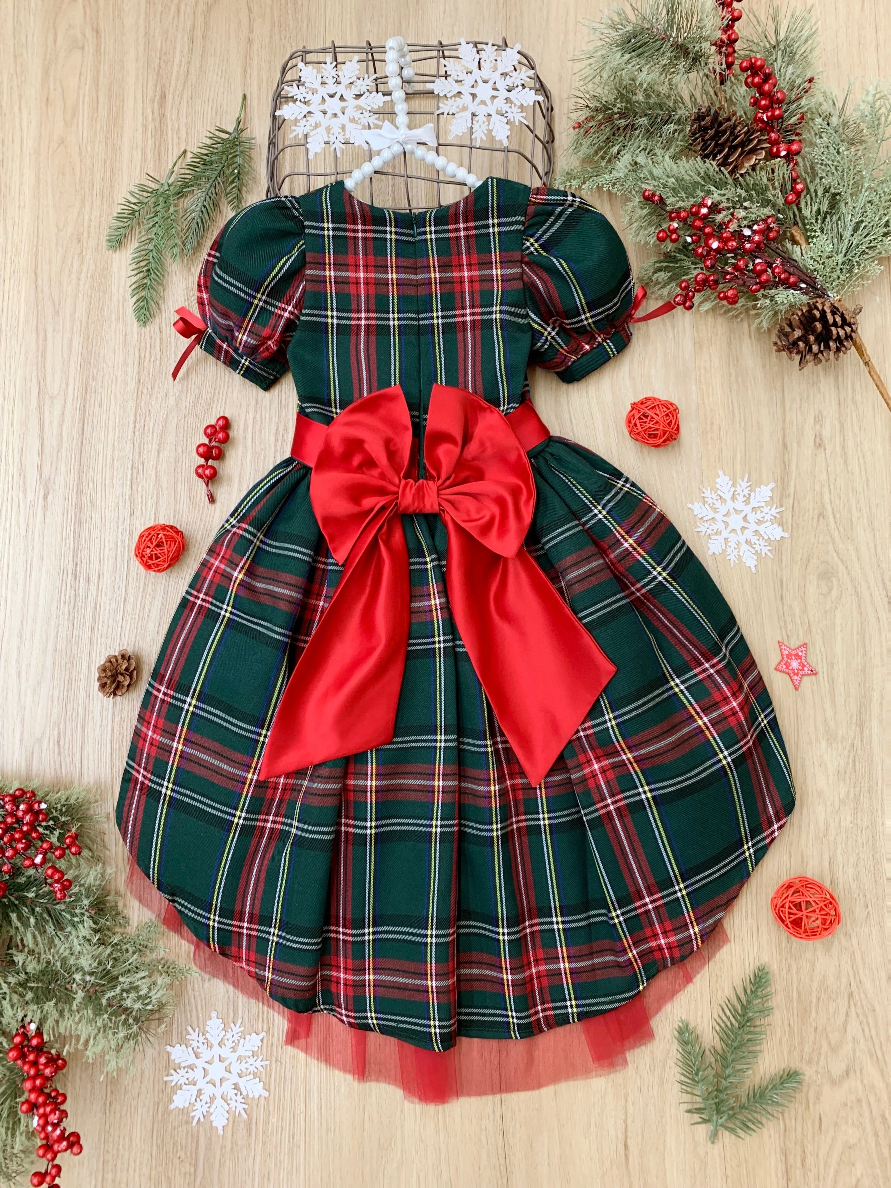 Holly Jolly Hi-Lo Plaid Holiday Dress - Image 5