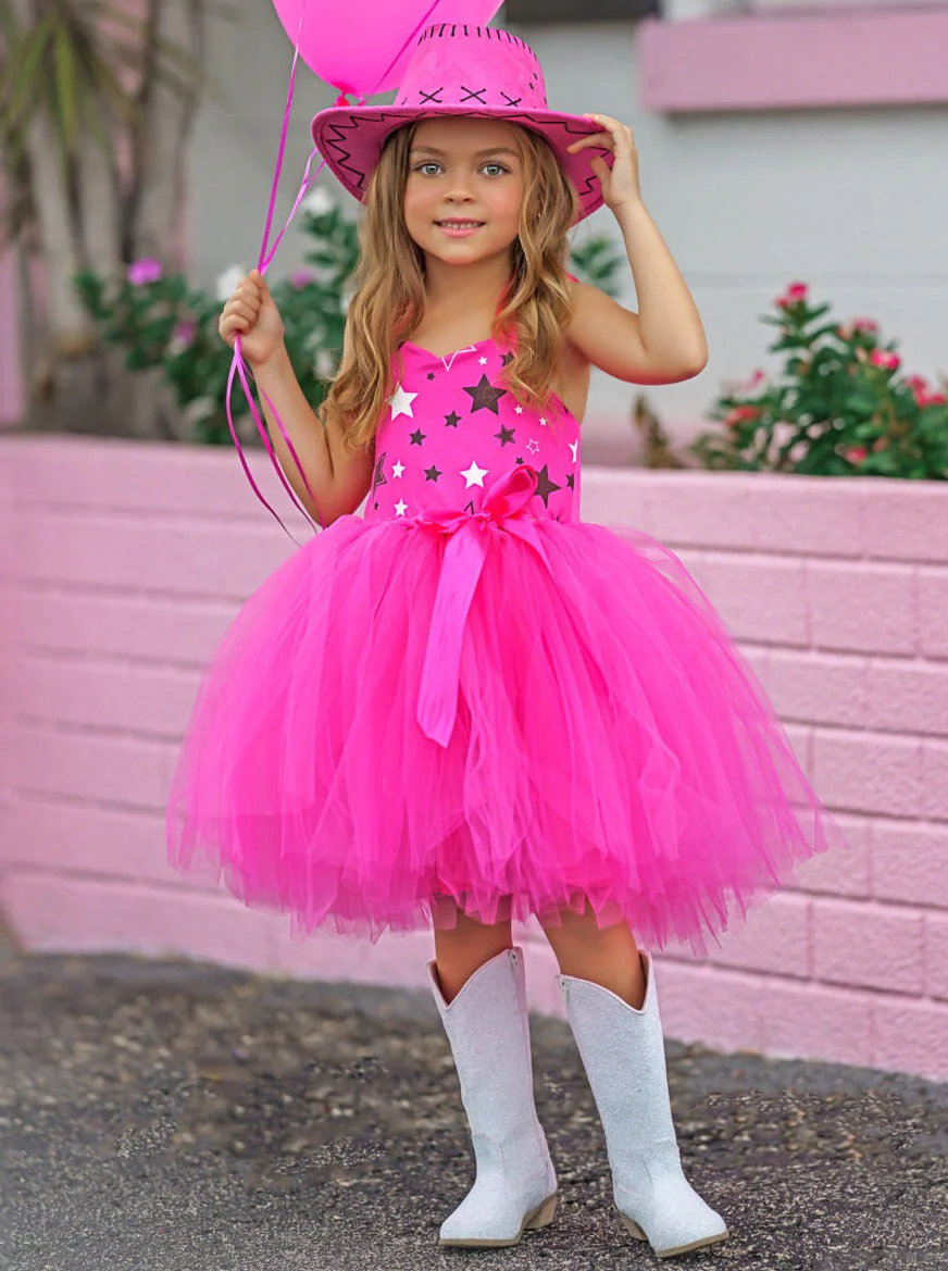 Girls Pink Cowboy Barbiecore Tutu 3-Piece Costume Set - Image 3