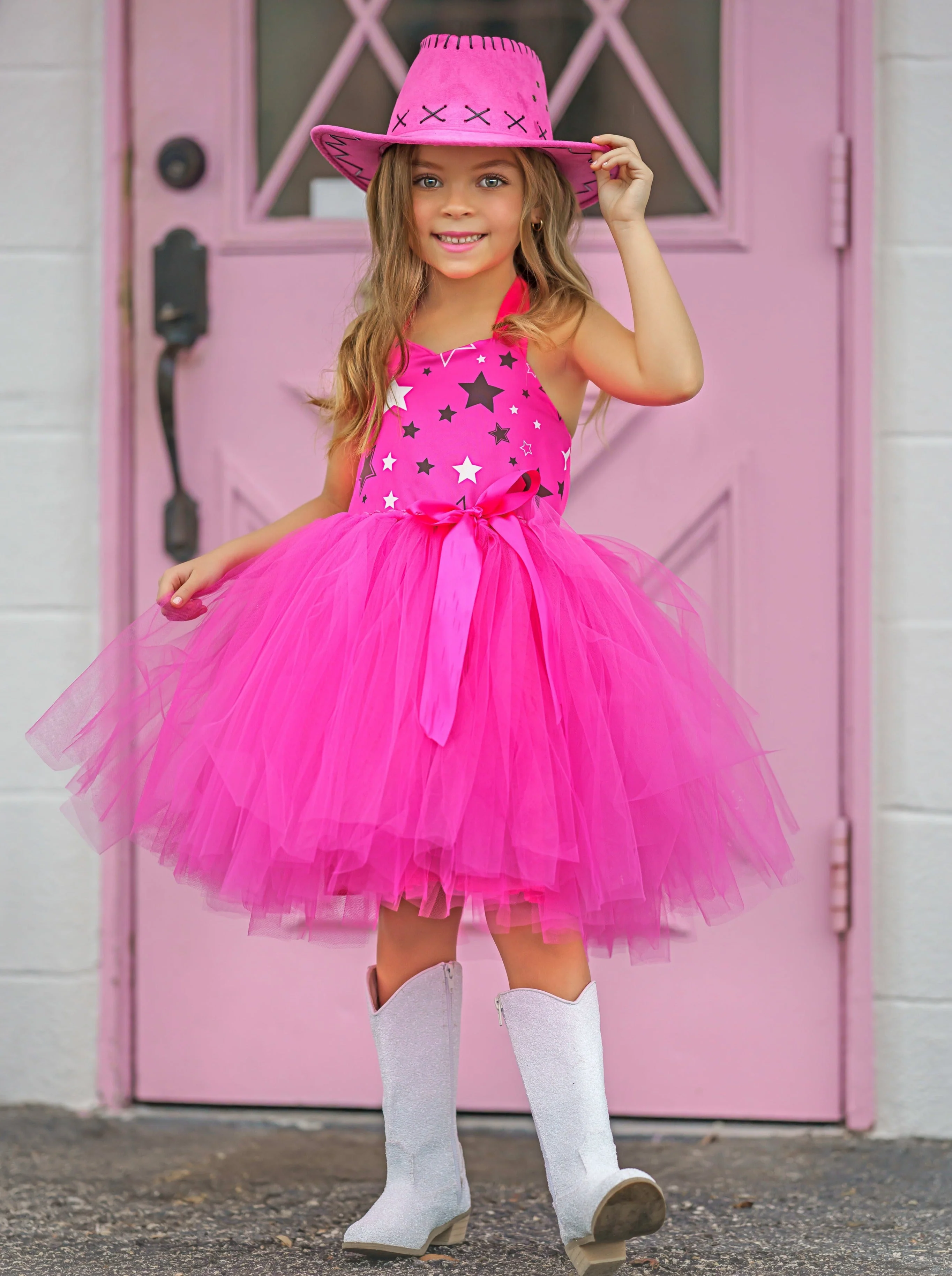 Girls Pink Cowboy Barbiecore Tutu 3-Piece Costume Set - Image 4
