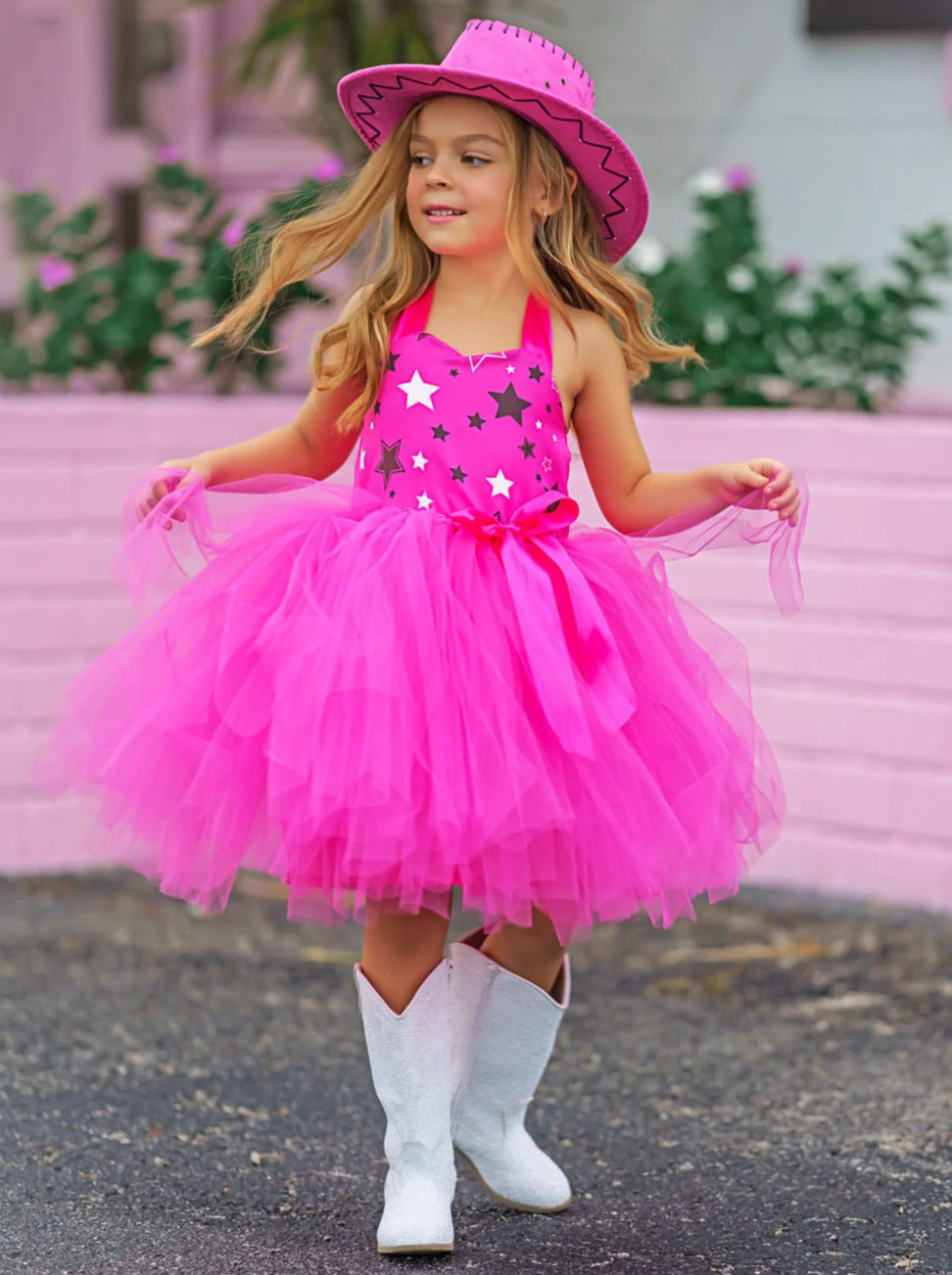 Girls Pink Cowboy Barbiecore Tutu 3-Piece Costume Set - Image 5