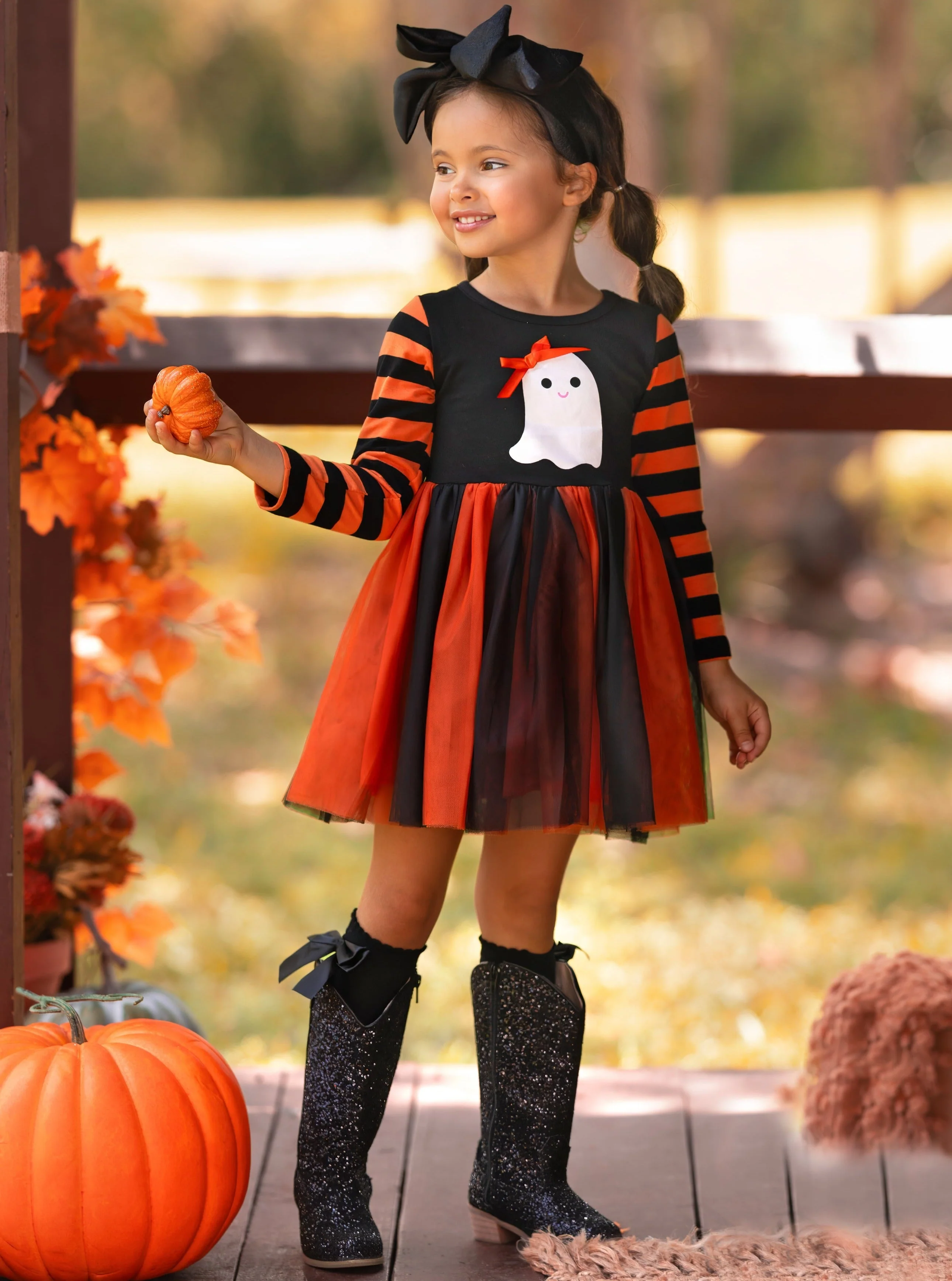 How Do You Boo Striped Sleeve Tutu Dress - Image 2