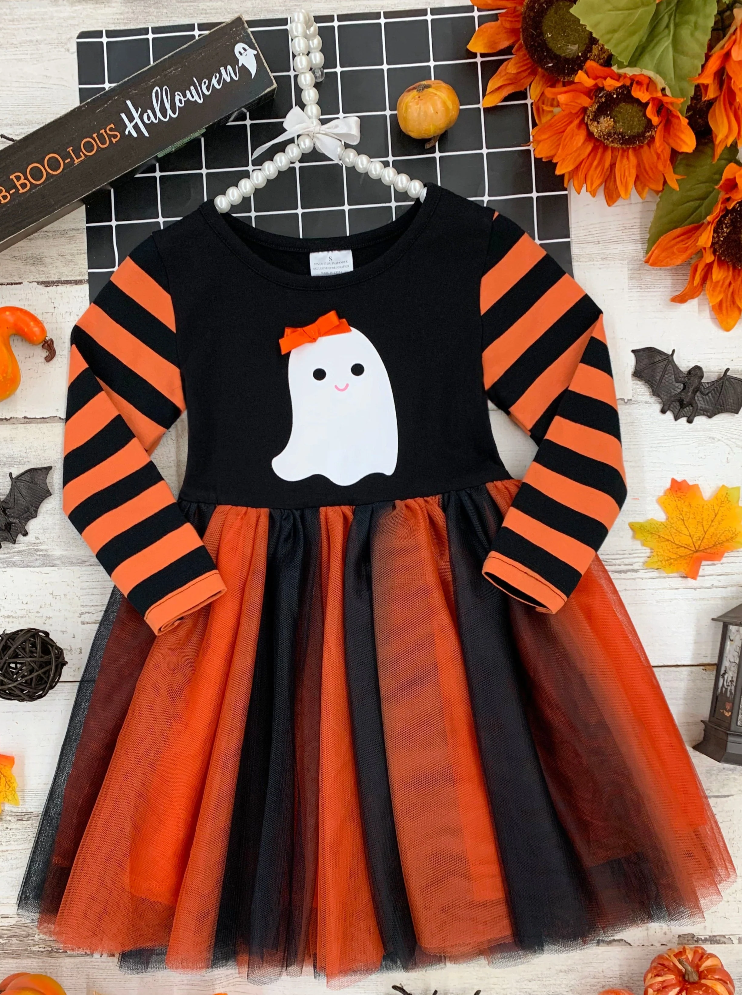 How Do You Boo Striped Sleeve Tutu Dress - Image 4