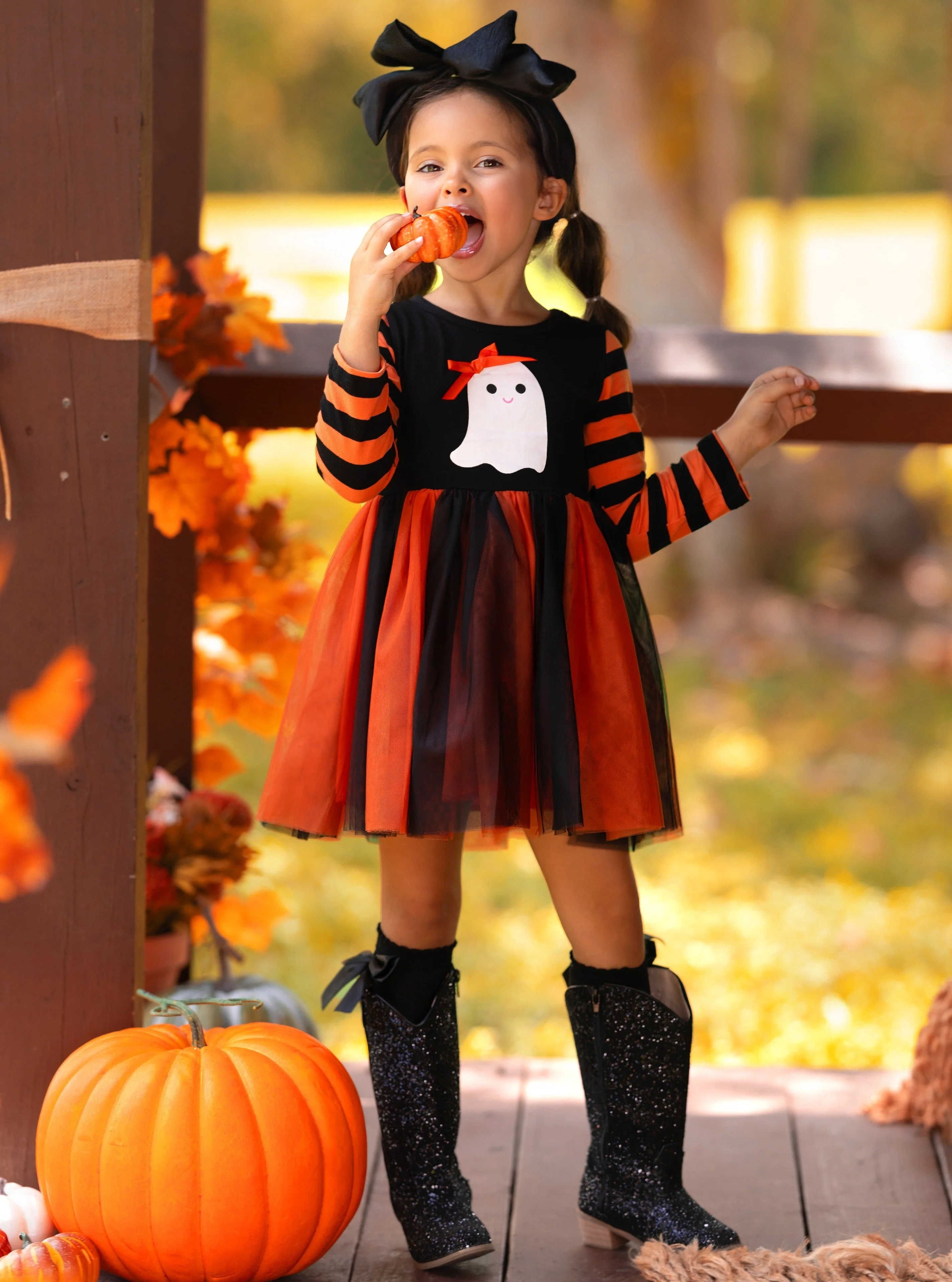 How Do You Boo Striped Sleeve Tutu Dress - Image 5