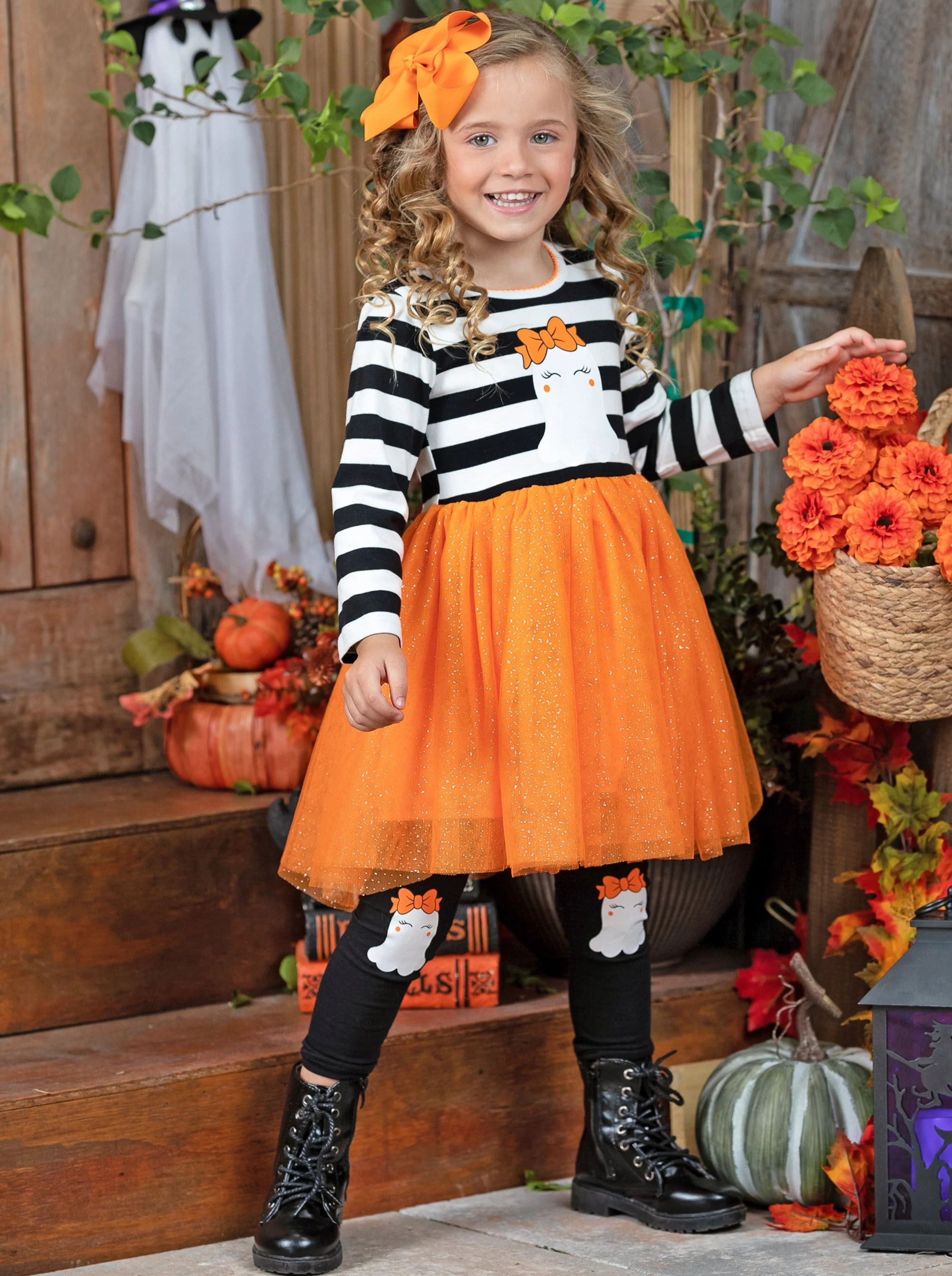 How Do You Boo Striped Tutu Tunic and Legging Set - Image 6