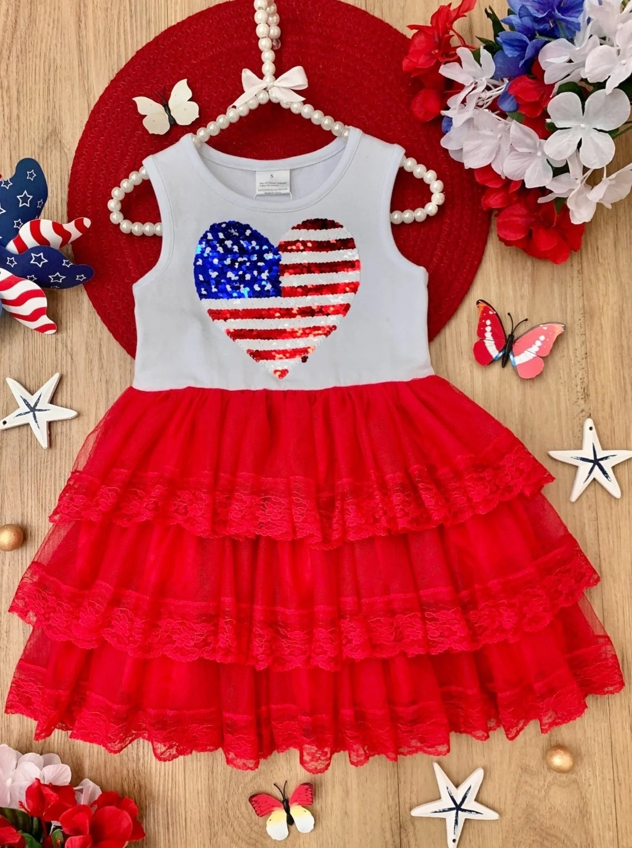 I Heart U.S.A. Sequin Heart Tutu Dress - Image 3