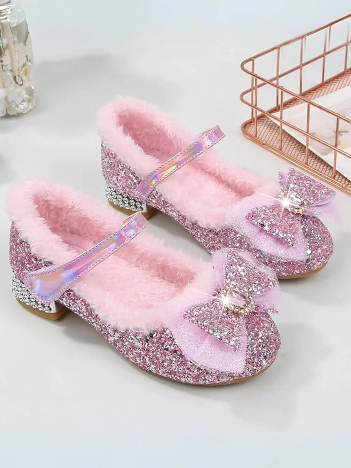 Ice Princess Plush-Lined Crystal Mary Jane Heels By Liv And Mia - Image 4