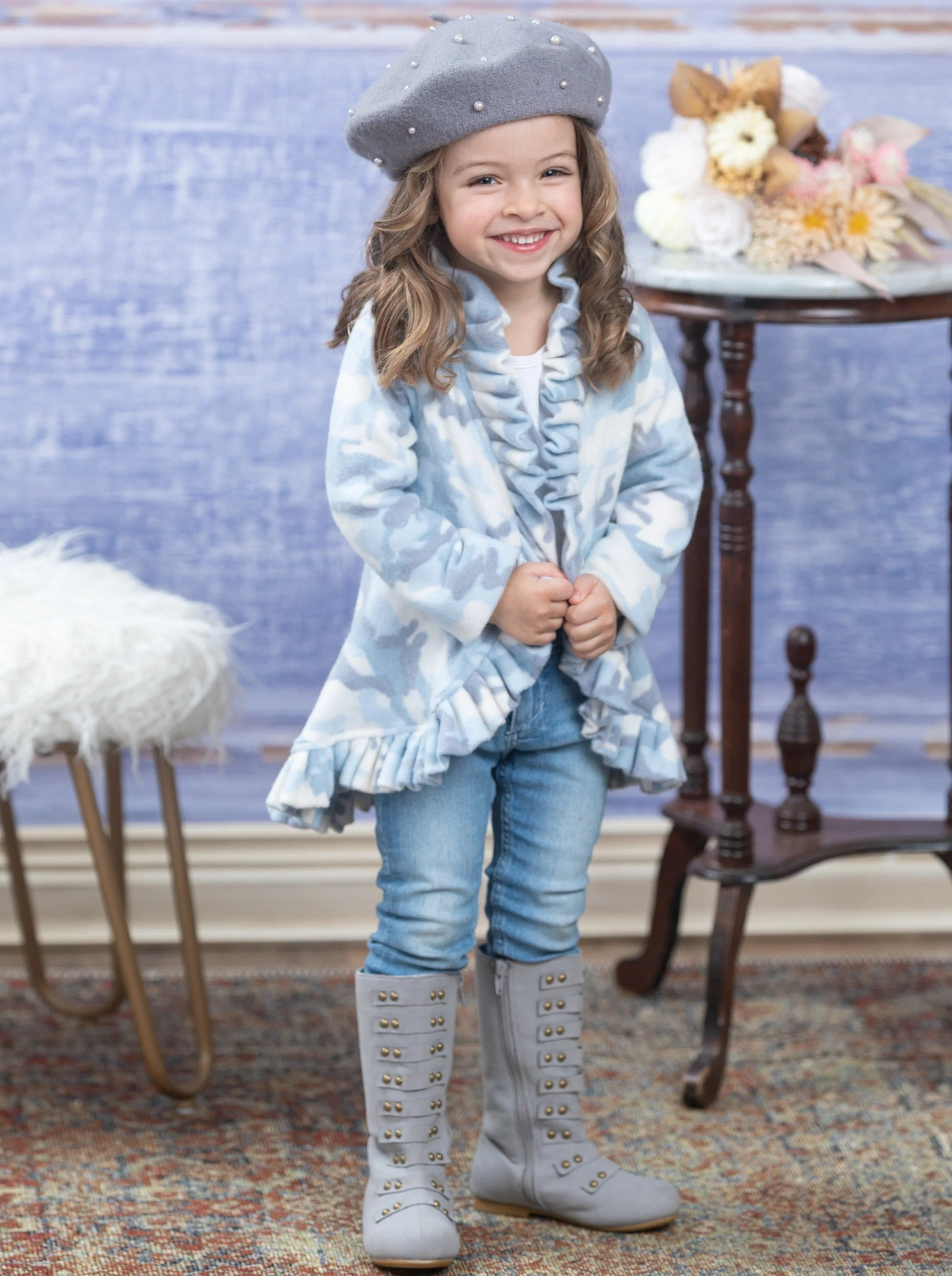 In Command Blue Camo Ruffle Cardigan - Image 3
