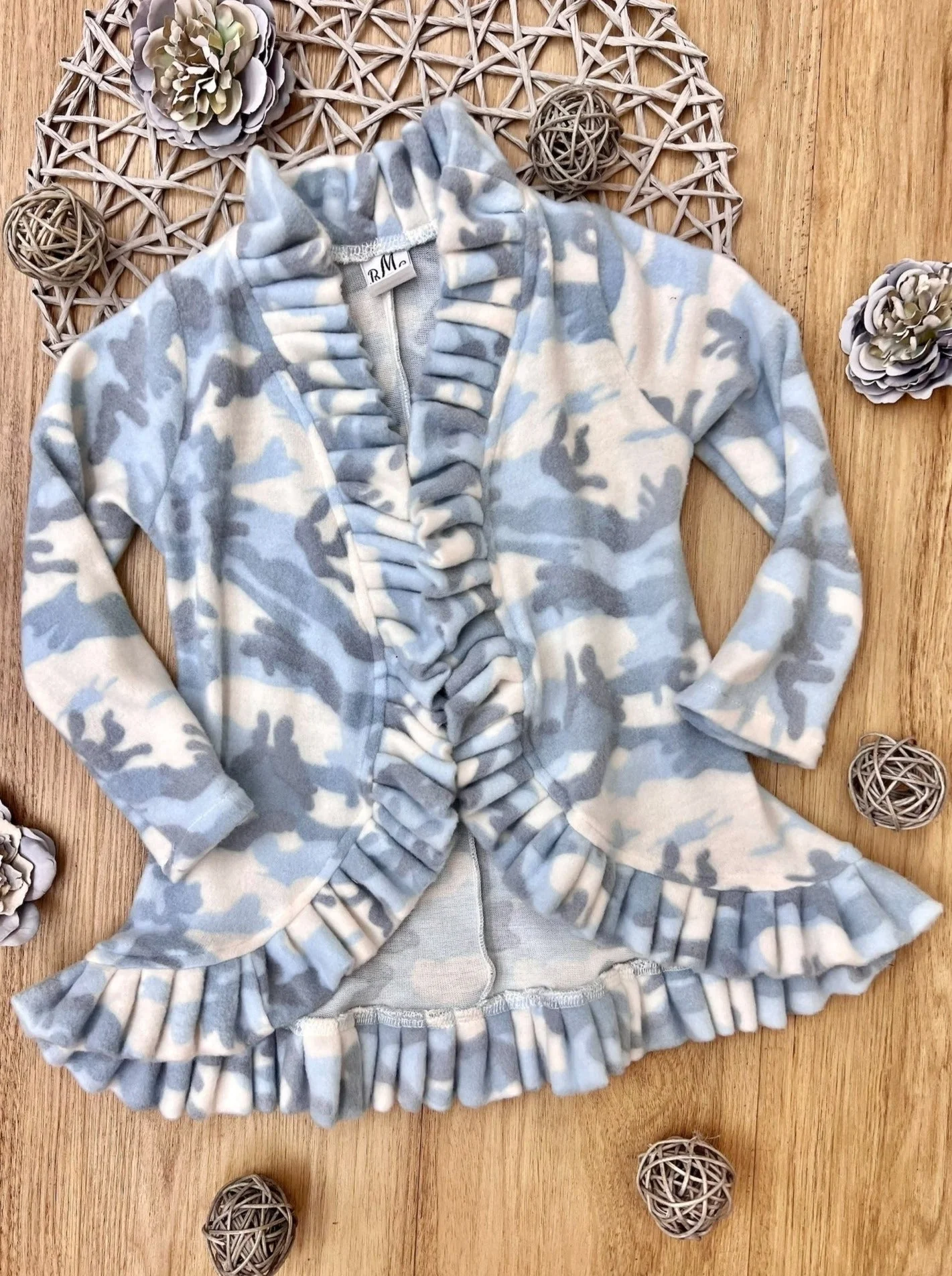 In Command Blue Camo Ruffle Cardigan - Image 4
