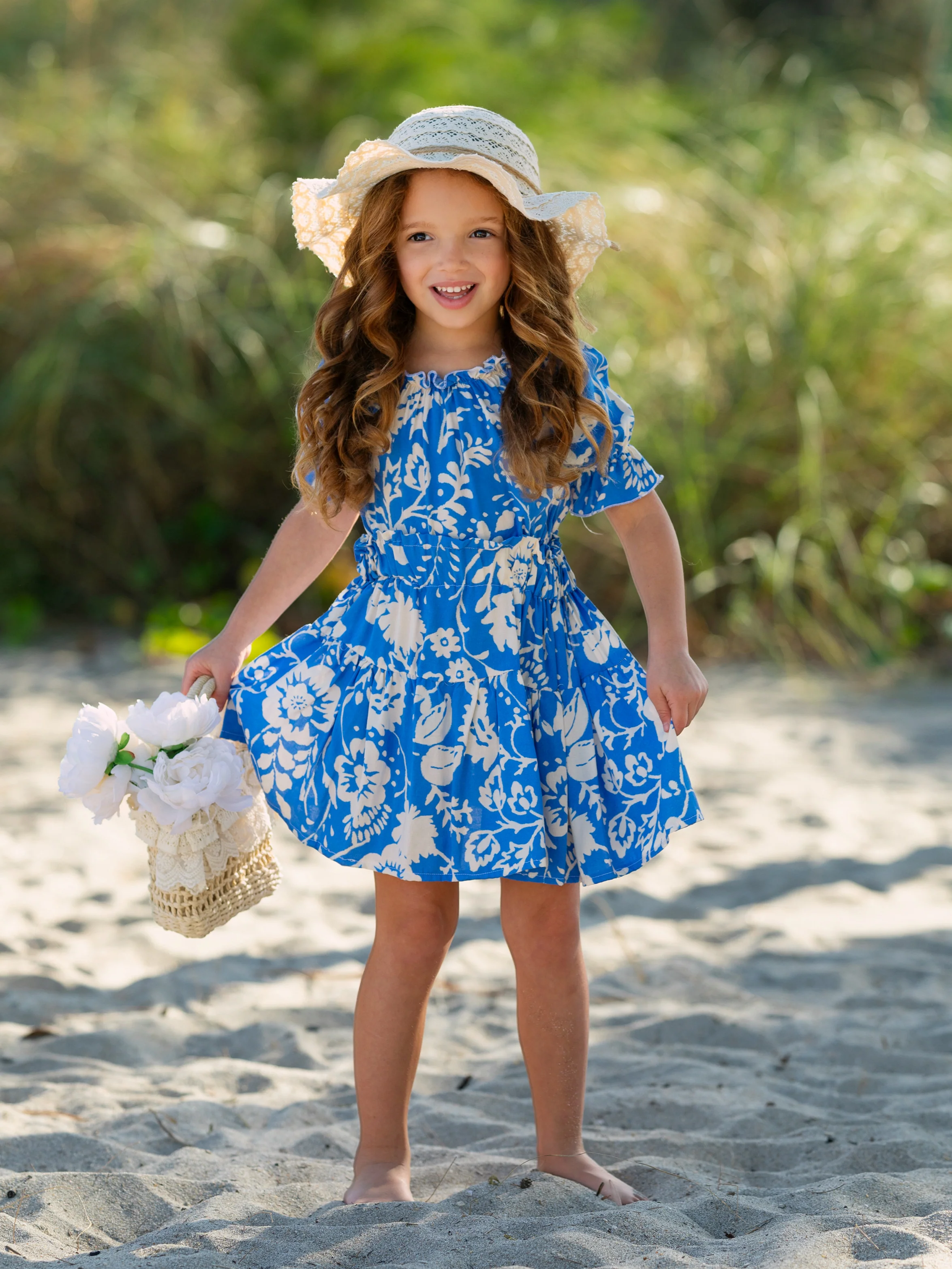 Indigo Bloom Smocked Top & Skirt Set - Image 5