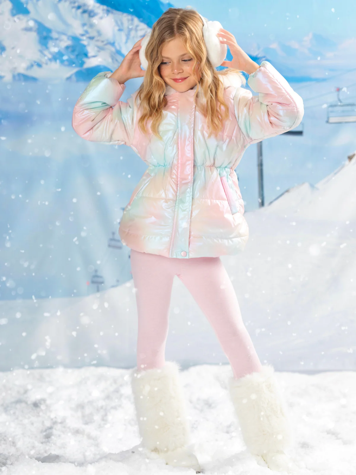 Iridescent Daydream Hooded Puffer Jacket - Image 3