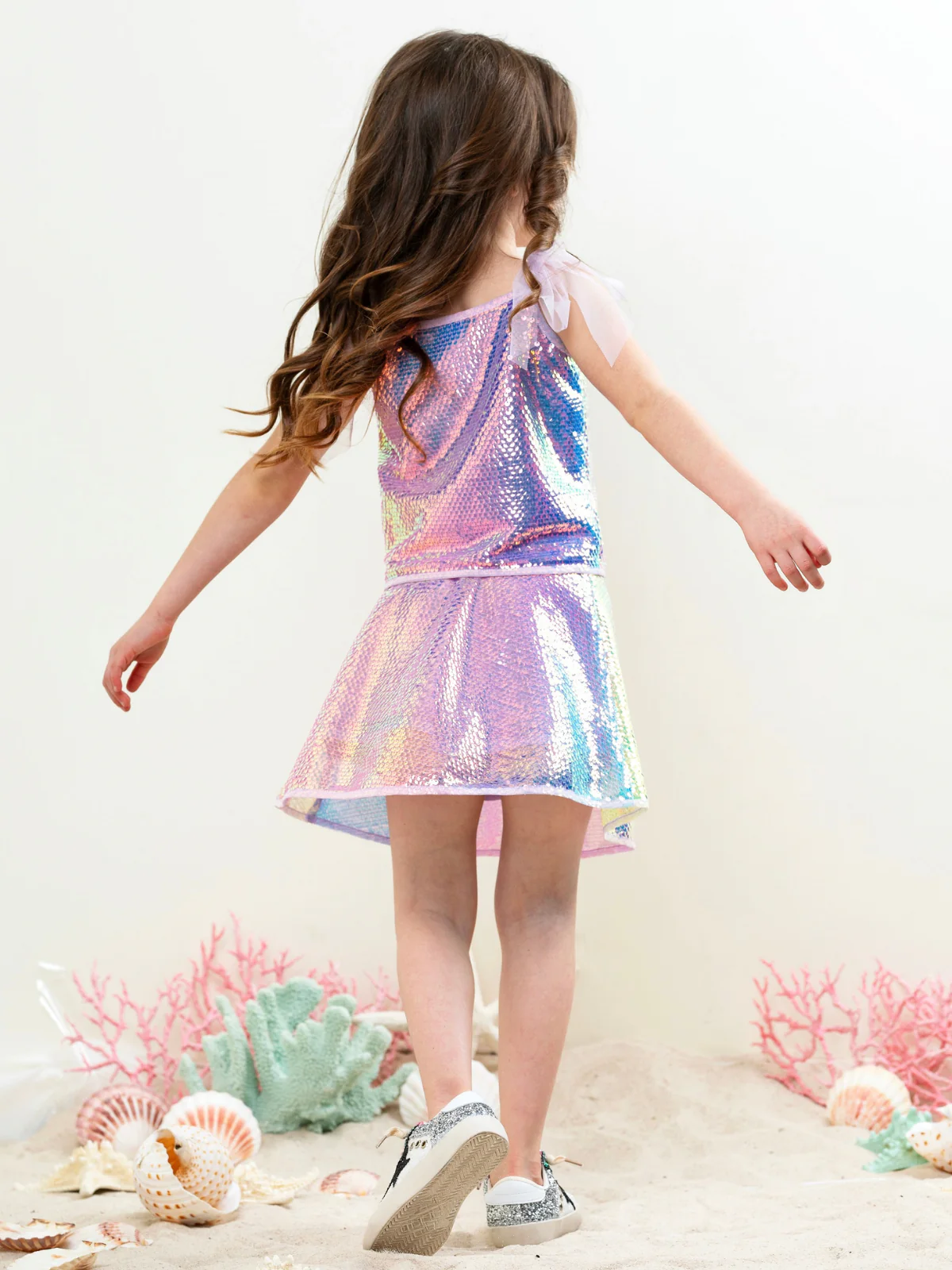 Iridescent Shine Sequin Top and Matching Skirt Set - Image 6