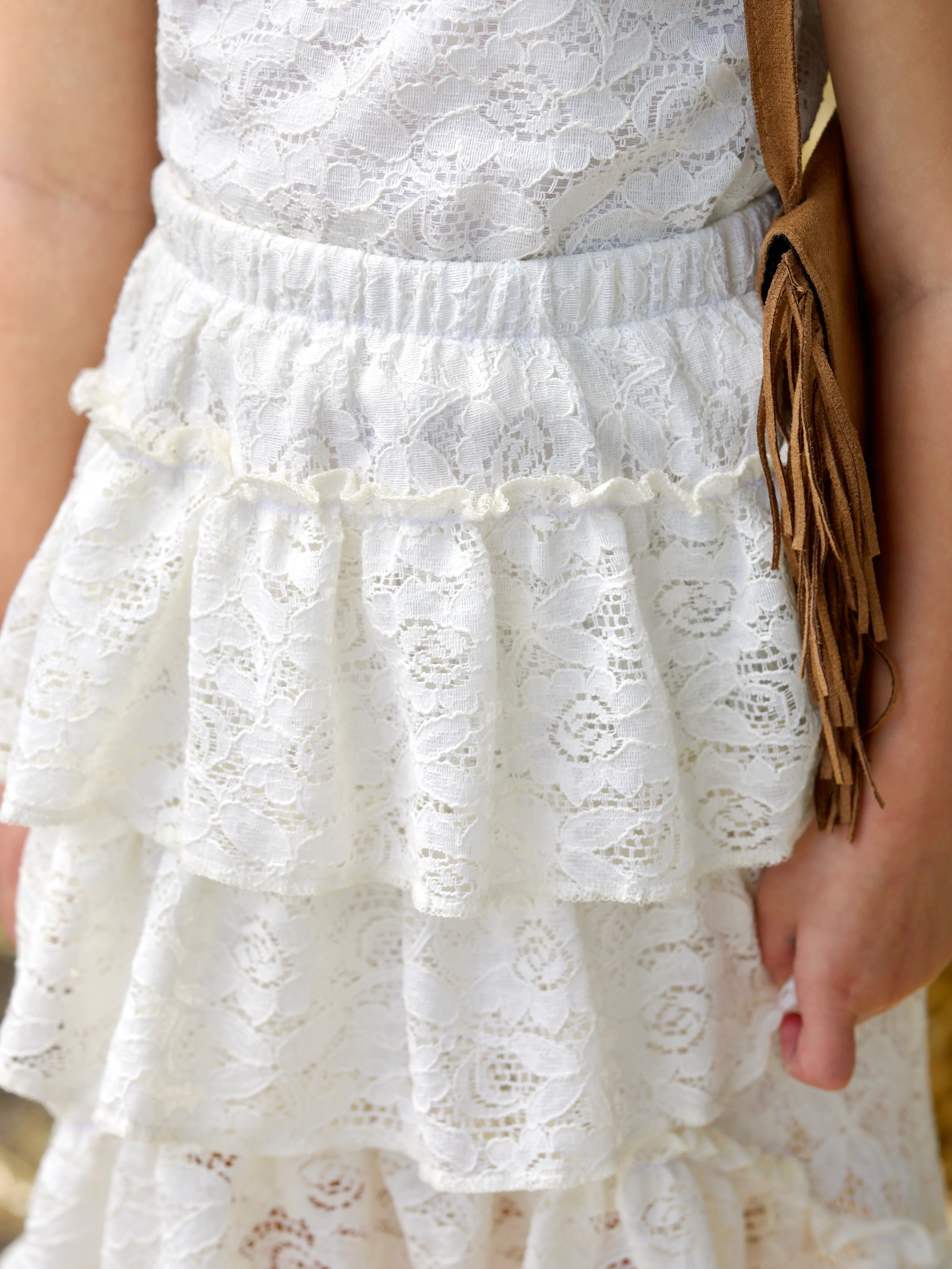 Ivory Blossom Lace Ruffle Top & Skirt Set - Image 5